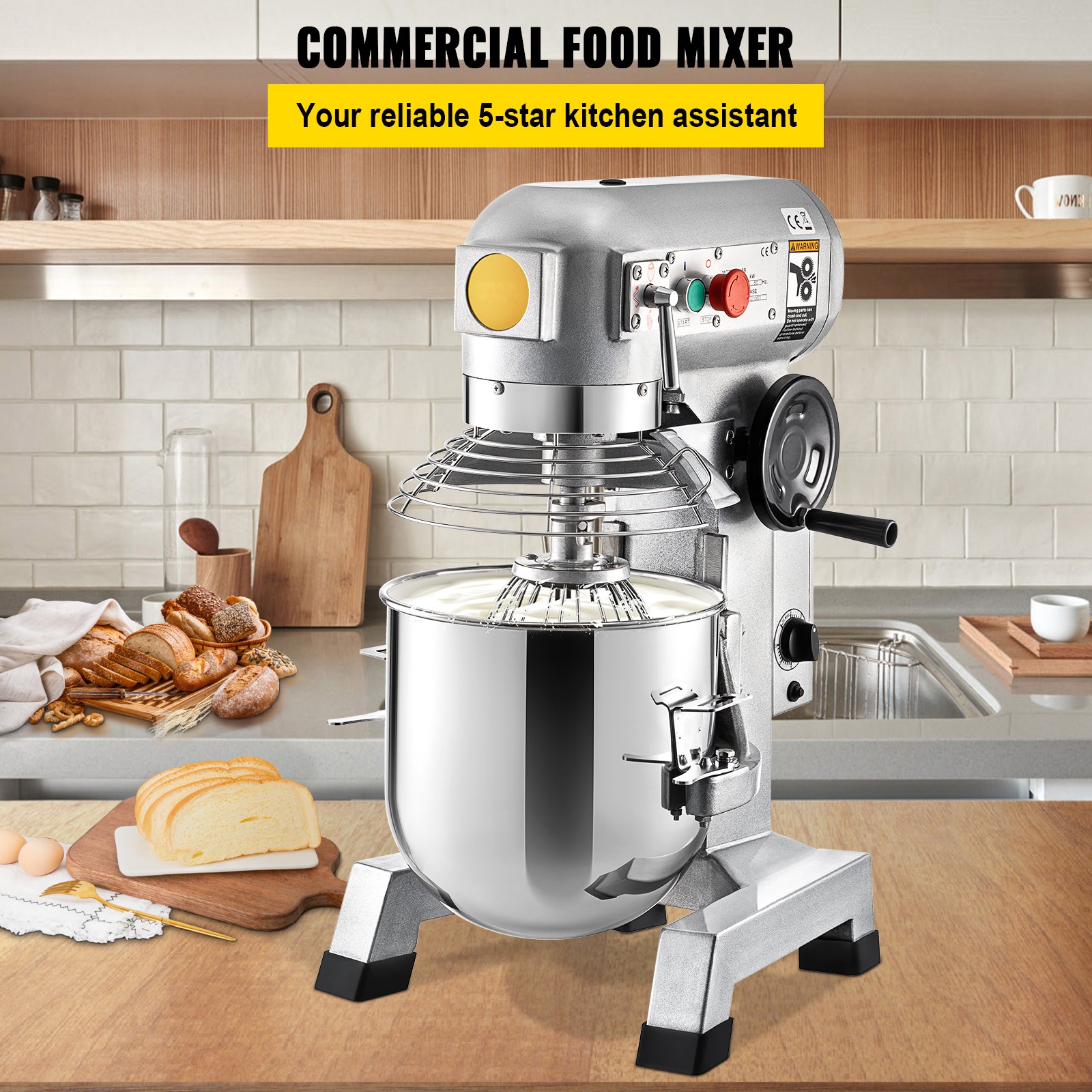 Commercial Electric Food Mixer Stand Mixer 20Qt Dough Mixer 3 Speed 750W w/ Time