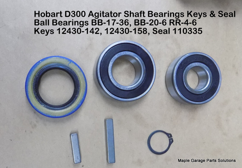 Hobart D300 Agitator Shaft Bearings Keys & Seal Ball Bearings BB-17-36, BB-20-6