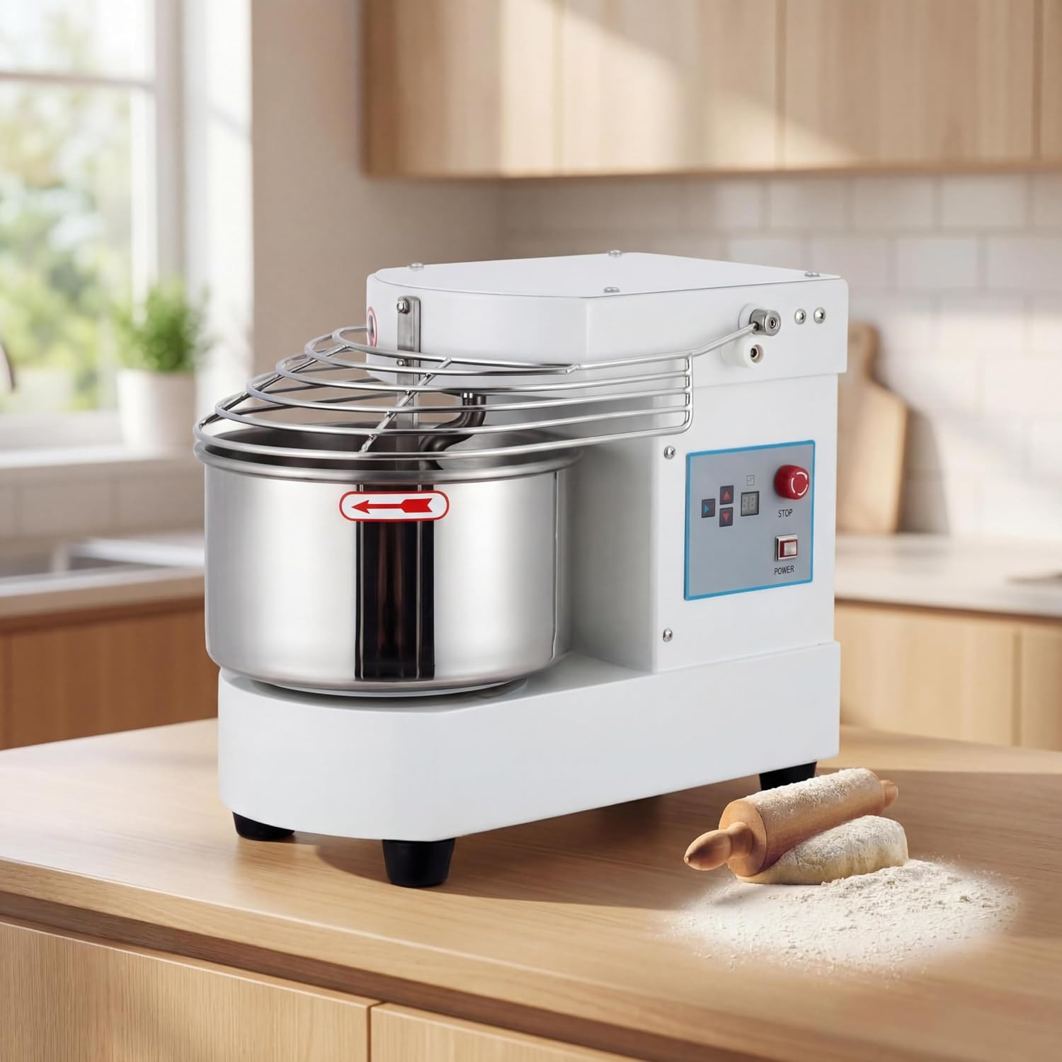 10.5 Qt Commercial Food Mixer，110V 650W Dual-Rotation Dough Kneading Machine wit