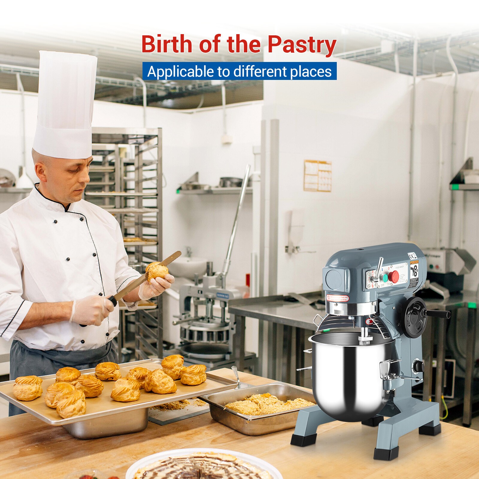 1100W 20Qt Commercial Dough Food Mixer Blender 3 Speeds w/ Timer & Safety Guard