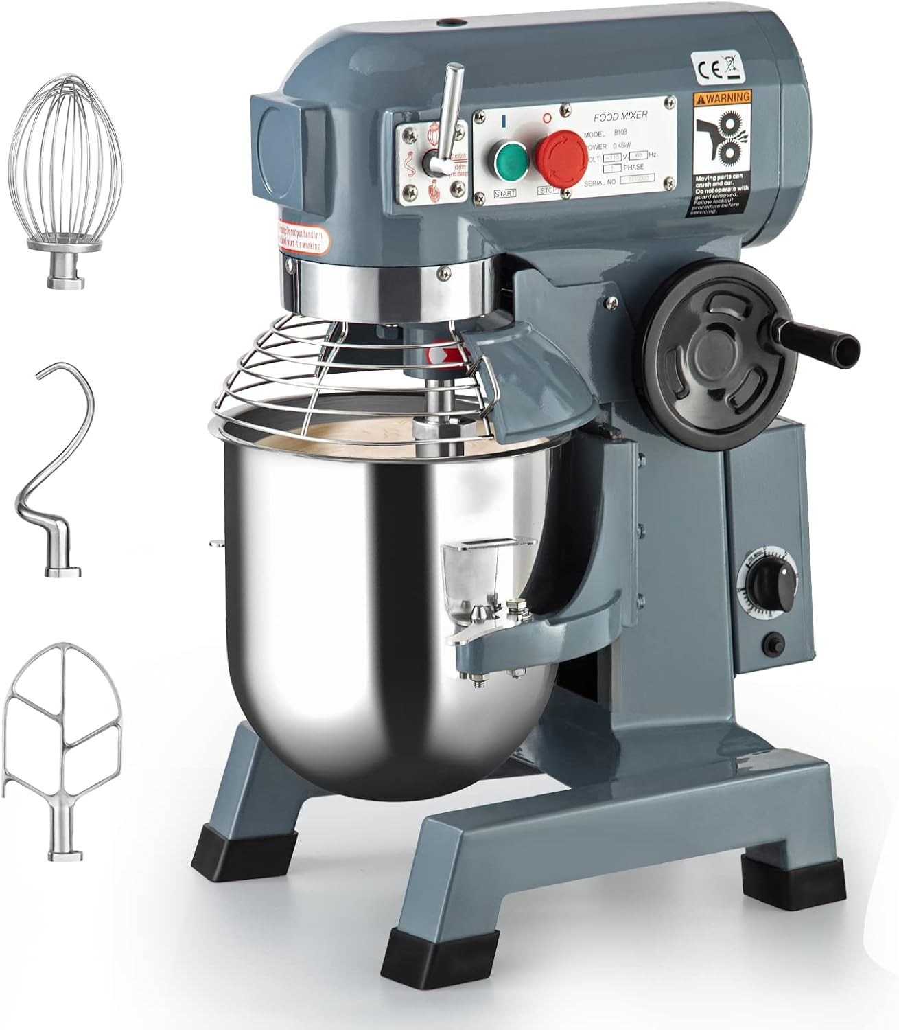 Commercial Food Mixer 30Qt Timer 1250W 3 Speeds Stainless Steel Bowl Stand Mixer
