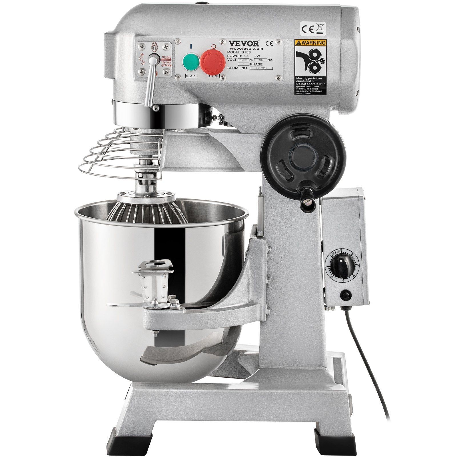 30Qt 1100W 3-Speed Commercial Food Mixer with Timer & Stainless Steel Bowl