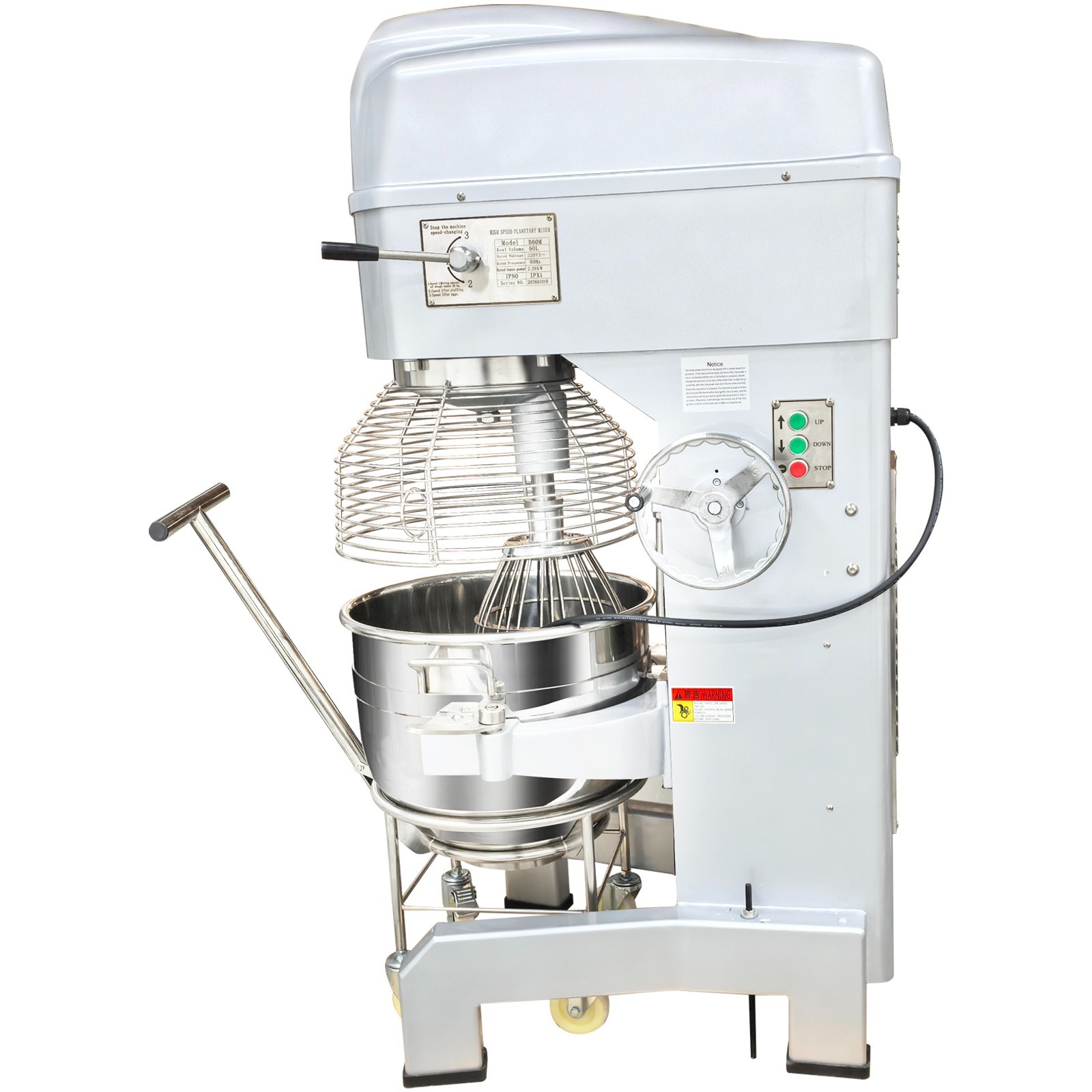 60L Commercial Stand Mixer 220V 3-Phase 3Speed Heavy Duty Dough Mixer w/ Trolley