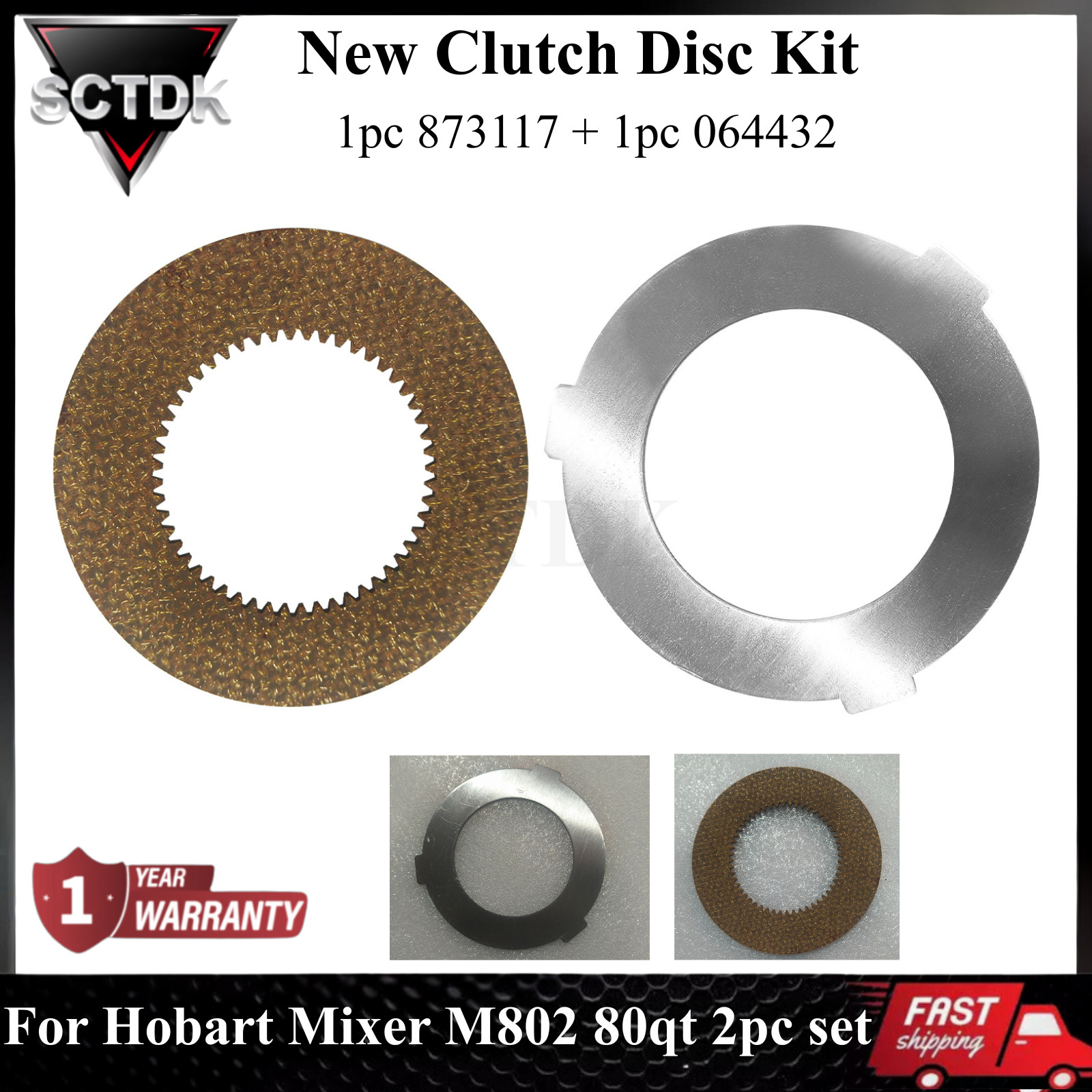 2PCS Clutch Disc Kit for Hobart Mixer M802 80qt set 1pc 873117 & 1pc 064432