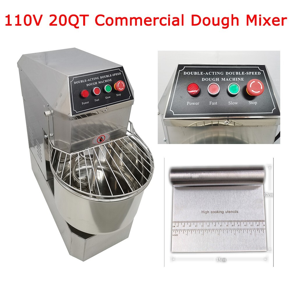 PreAsion 110V Commercial Dough Mixer 20QT Stand Spiral Flour Mixer Pizza Bakery