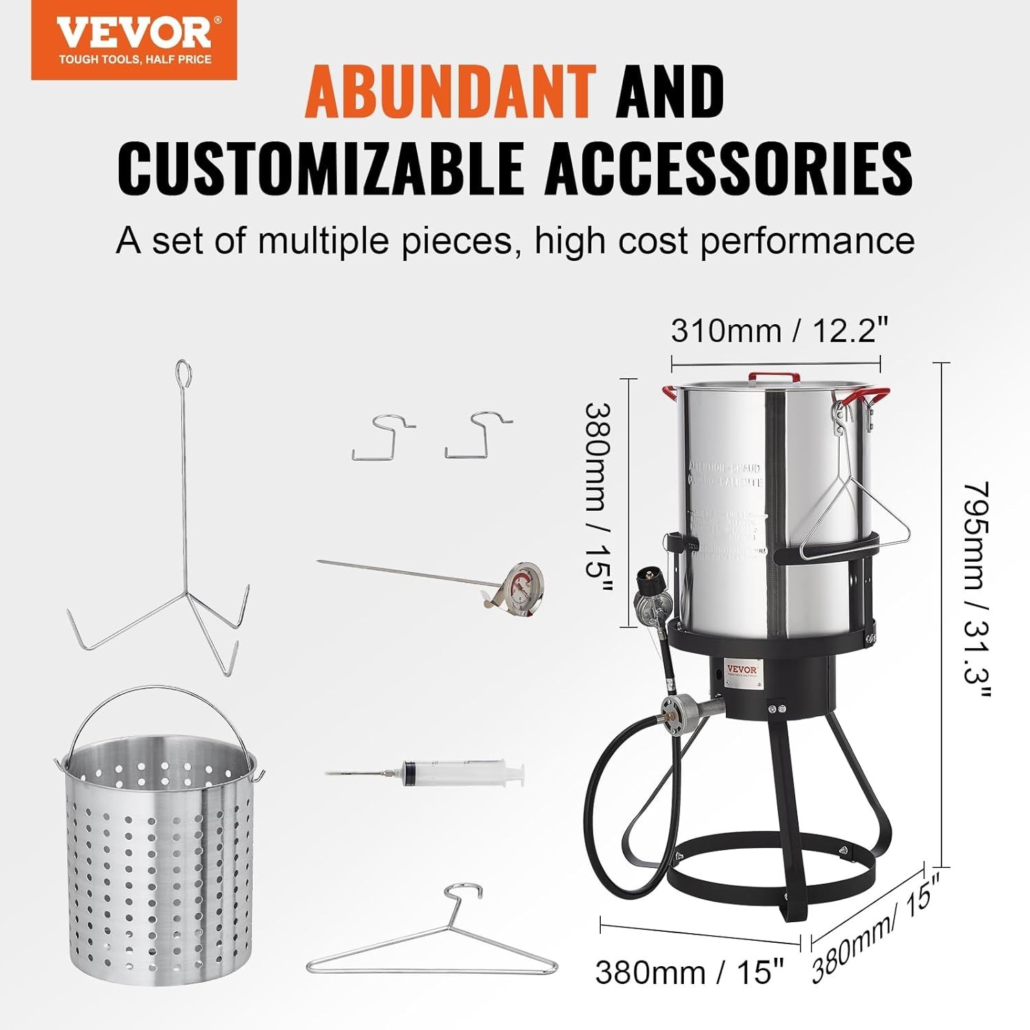 Complete 30 Quart Seafood Boiling Kit and Turkey Fryer with BPA Free Accessories