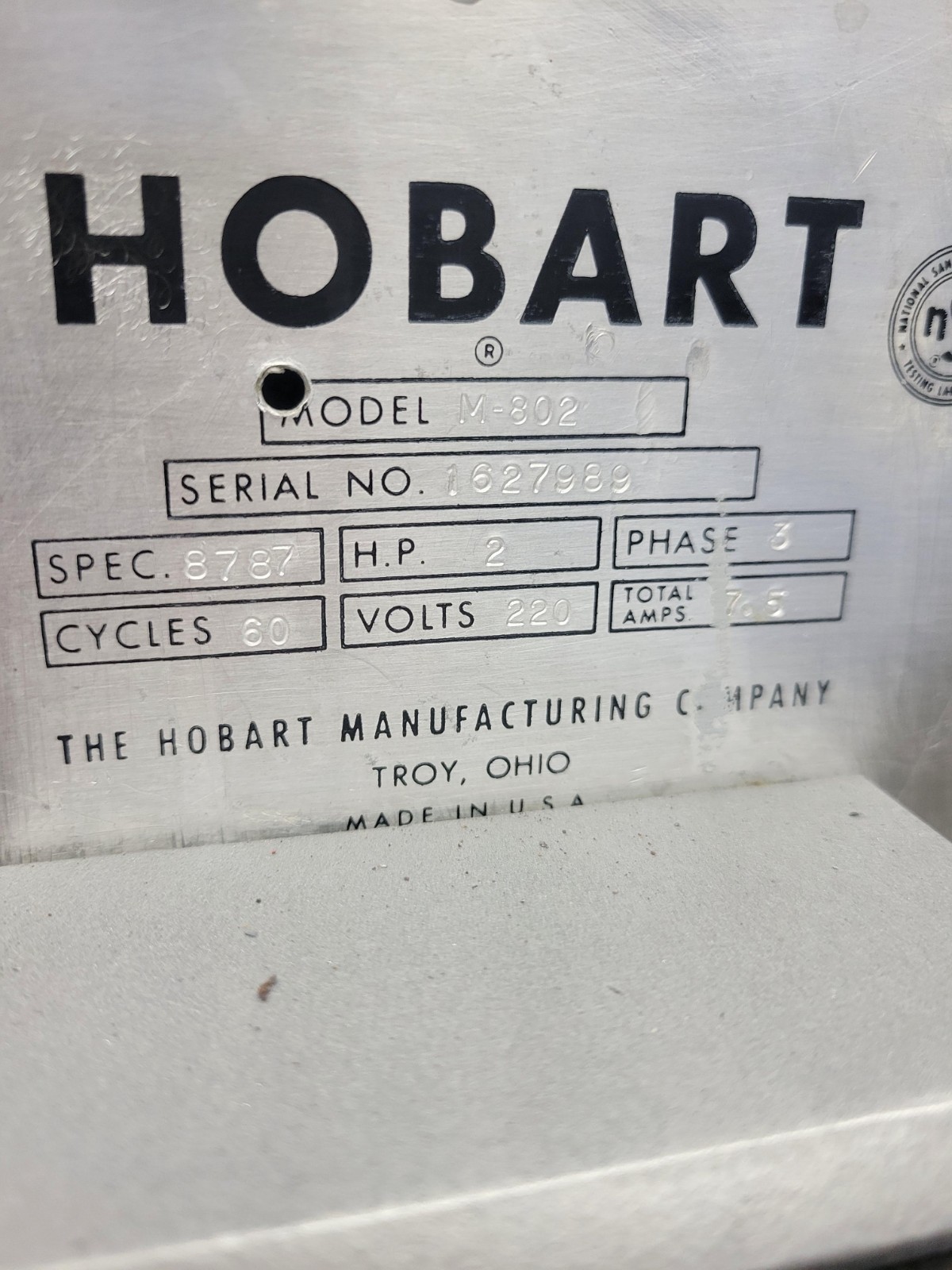 HOBART M-802 80QT PIZZA BAKERY DOUGH MIXER STEEL BOWL, HOOK 220V 3PH