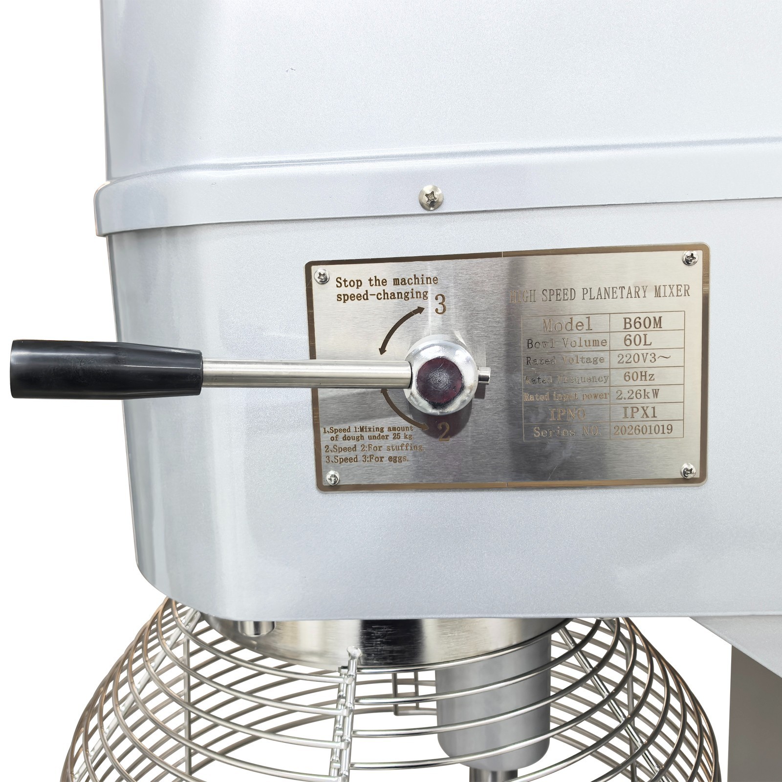 220V 3-Phase 60QT Spiral Dough Mixer with Trolley Food Stuffings Mixer Machine