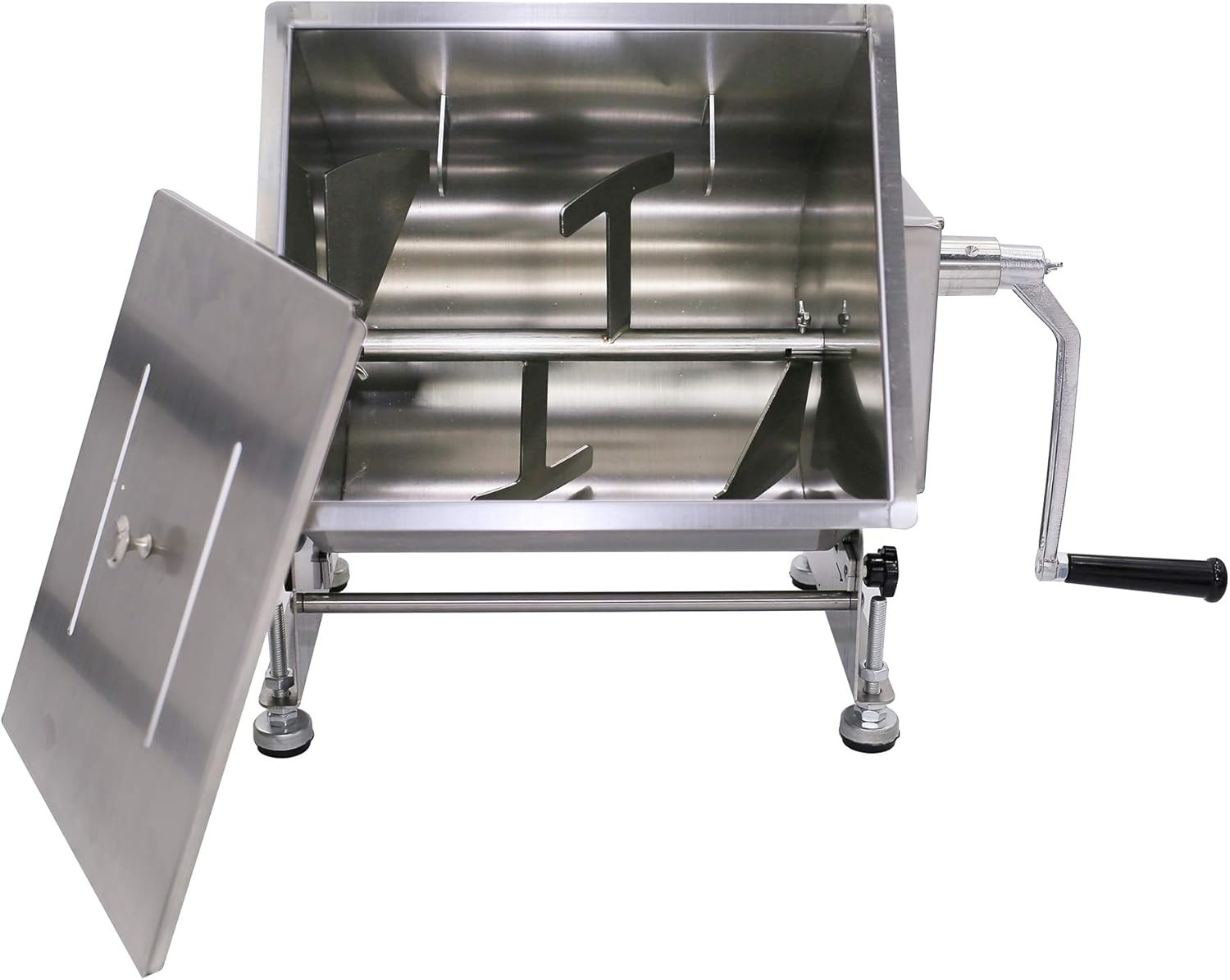 CMI Commercial Tilting Mixer Stainless Steel Manual Meat Mixers with Lid, 35Lb/2
