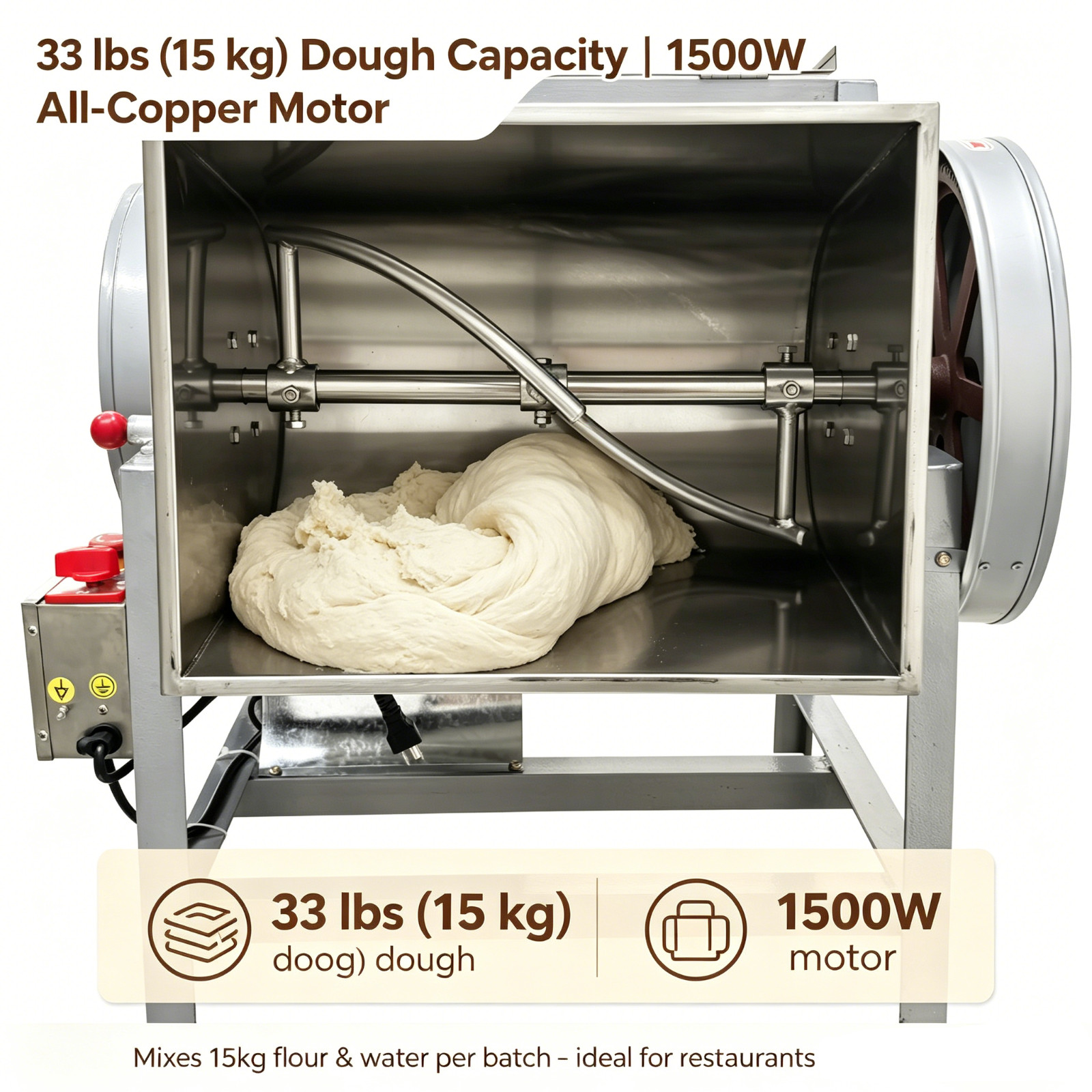 110V Commercial 15 KG Capacity Dough Mixer 30Qt Flour Food Mixing Machine