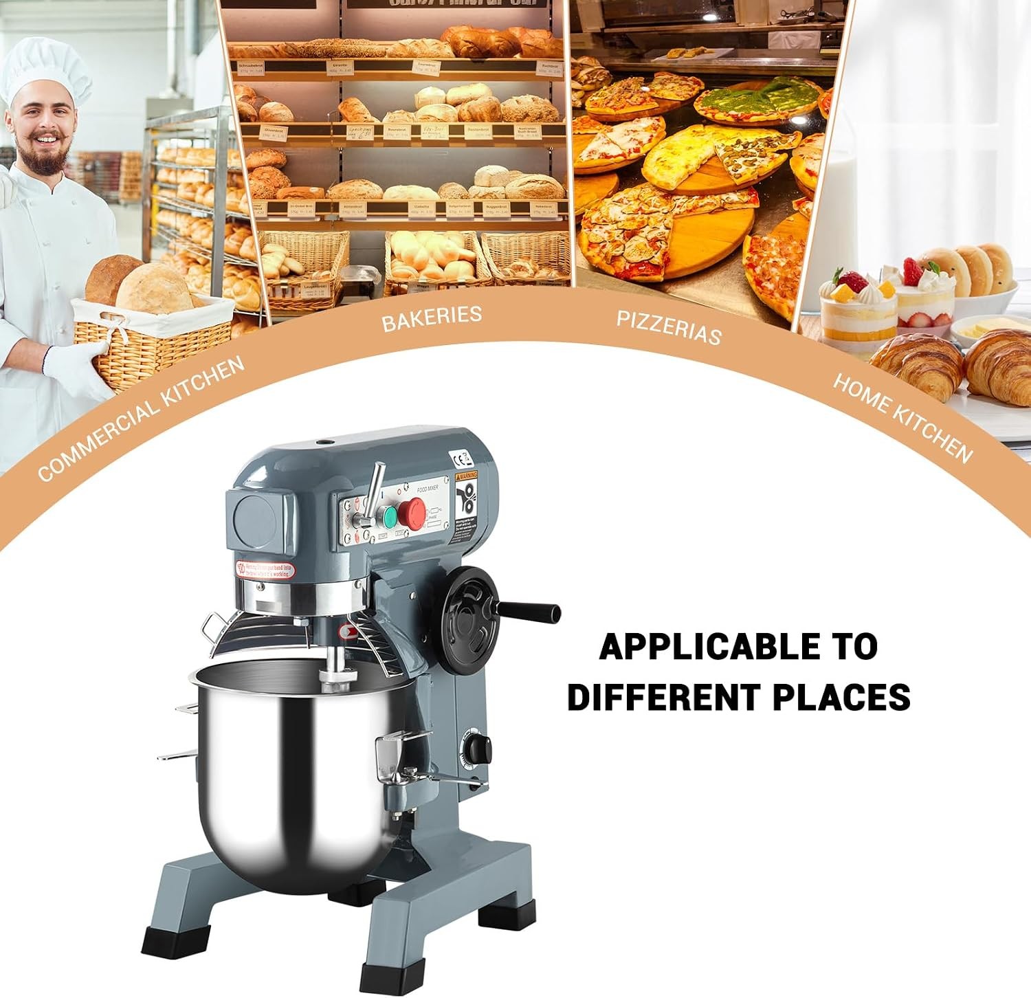 15QT Commercial Food Mixer,450W 3Speeds Adjustable Heavy Duty Electric FoodMixer