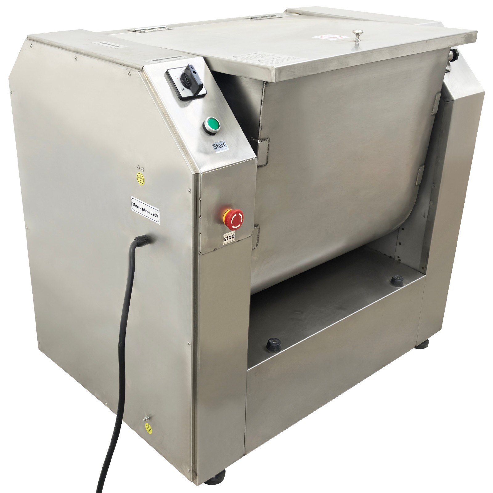 75L Industrial Dough Mixer, 220V 3-Phase, 110.23lb Dry Flour, Auto-Stop Lid, 90°