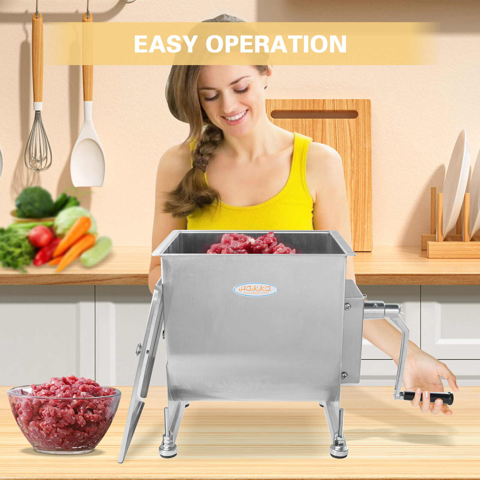 Hakka Refurbished Meat Mixer Stainless Steel 15/30/90LBS Meat Mixing Hopper