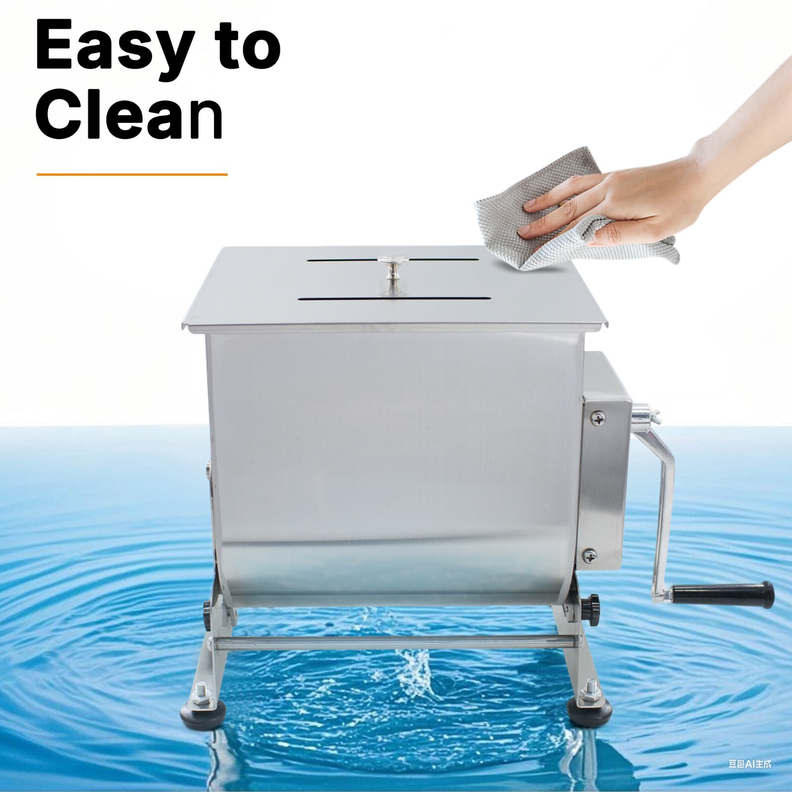 Kitchen Meat Mixer Tilt Tank with Lid 15Lbs 7.5L Manual Sausage Mixing Machine
