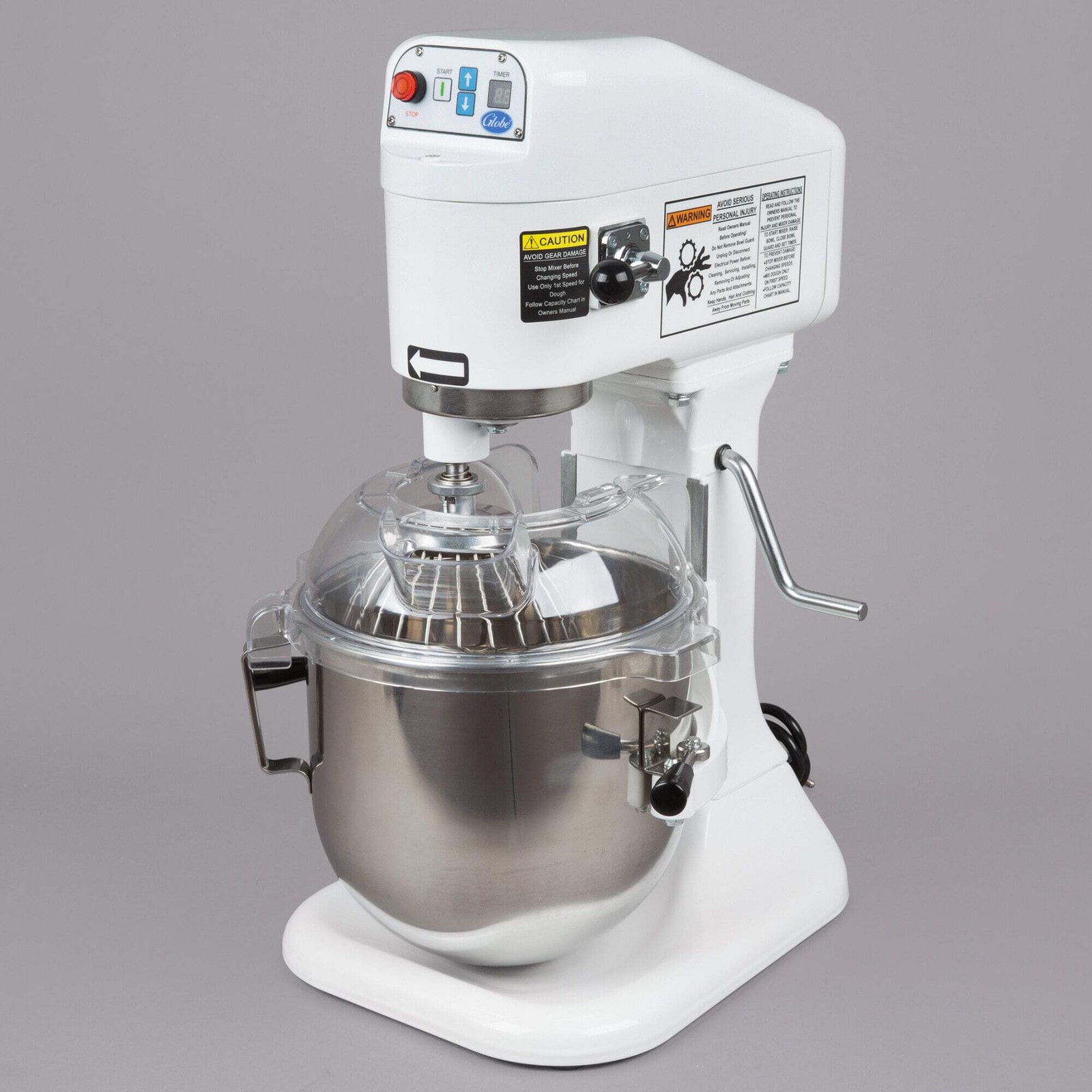 Globe 8 Qt. Bowl Lift Countertop Mixer with Guard & Standard Accessories, 1/4 hp