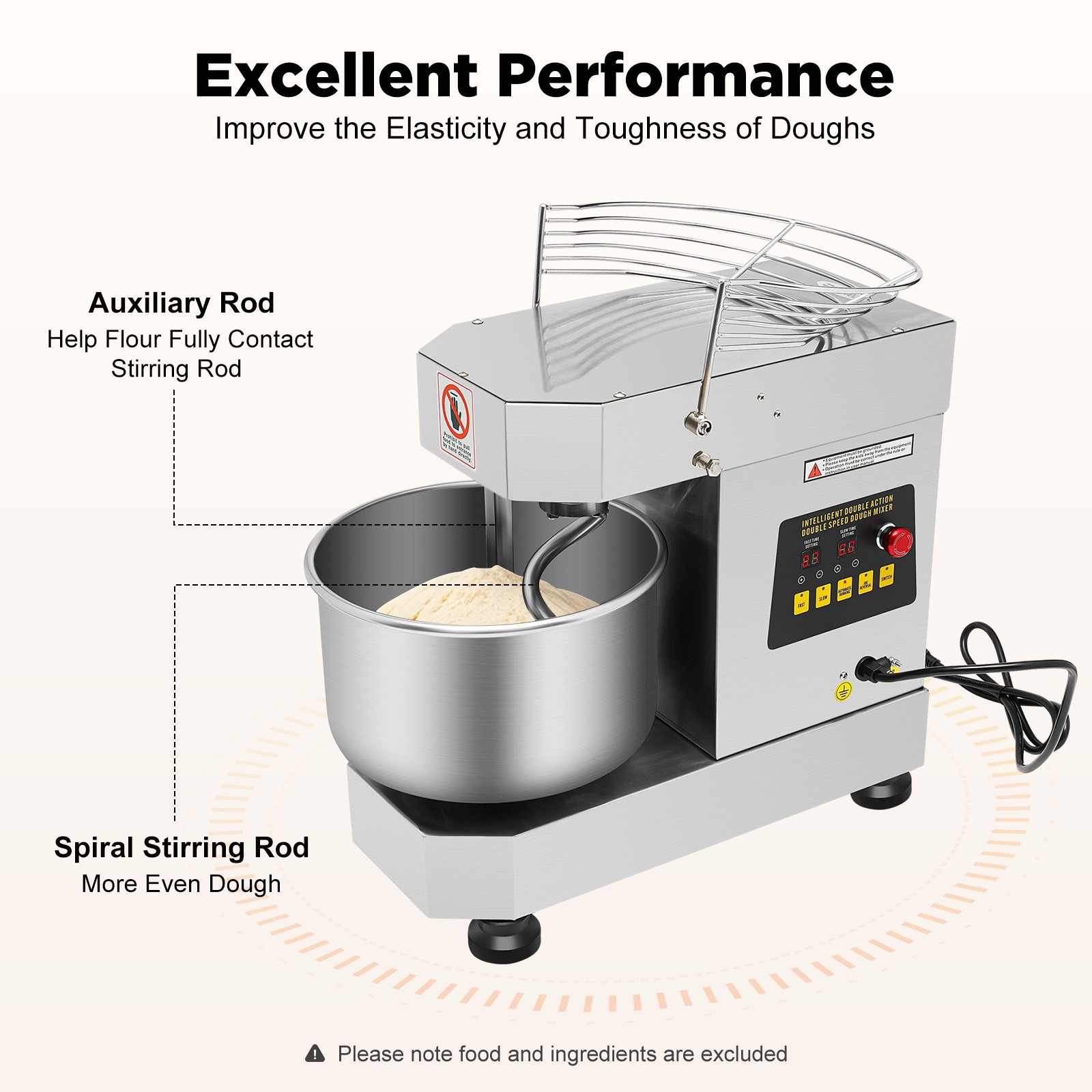 12Qt 2-Speed Commercial Food Mixer Electric Dough Mixer Pizza Bakery Mixer 750W