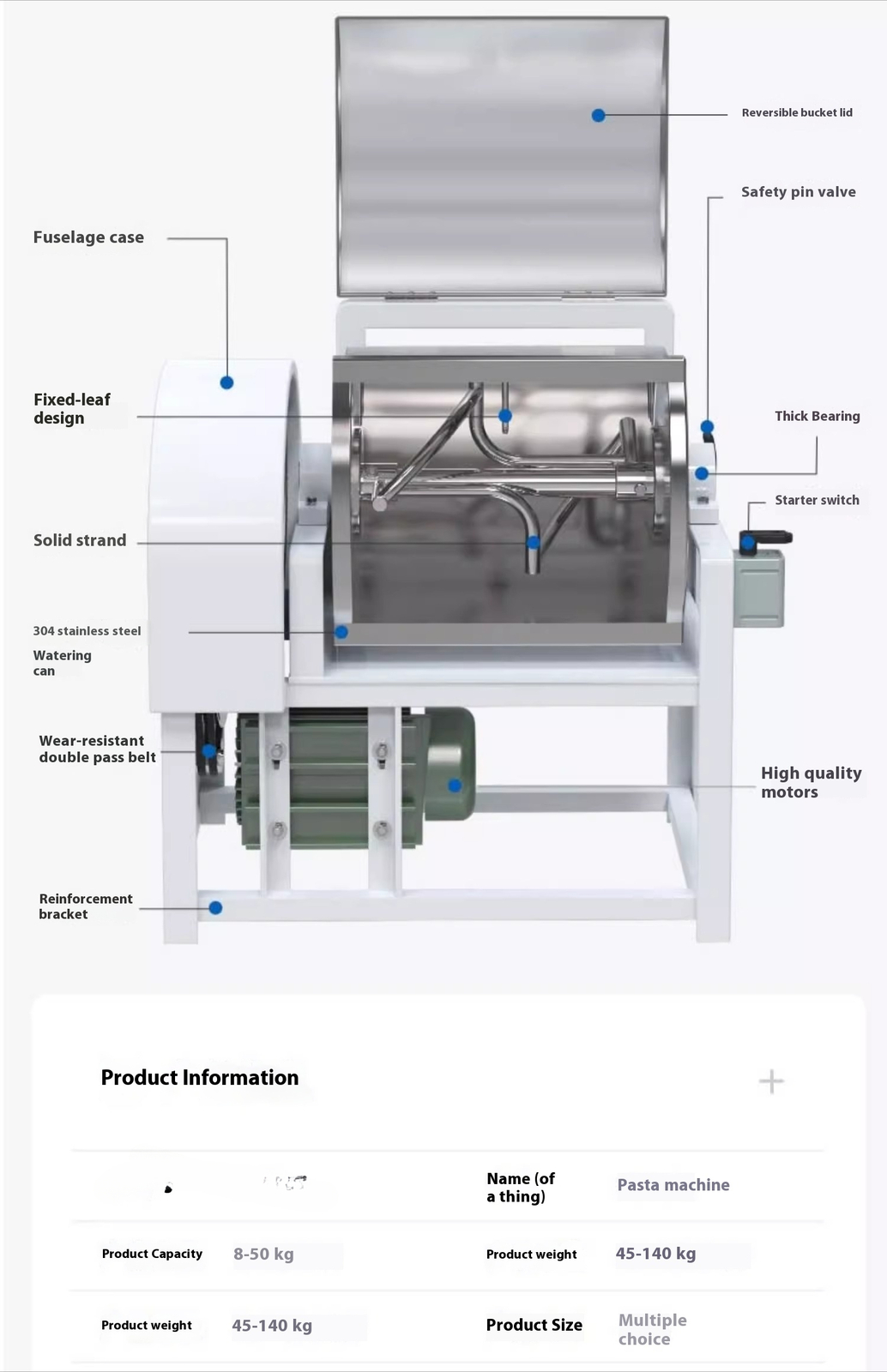 Mixing Machine Automatic Live Noodle Kneading Machine Stainless Steel 25kg