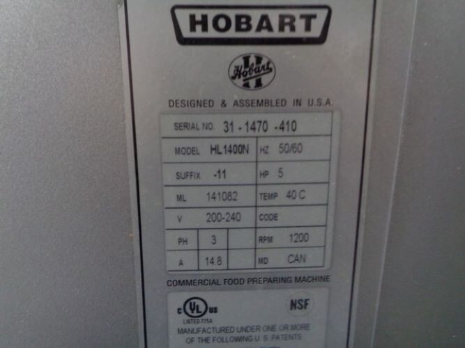 Hobart Legacy 140 Quart Mixer, Model: HL1400N