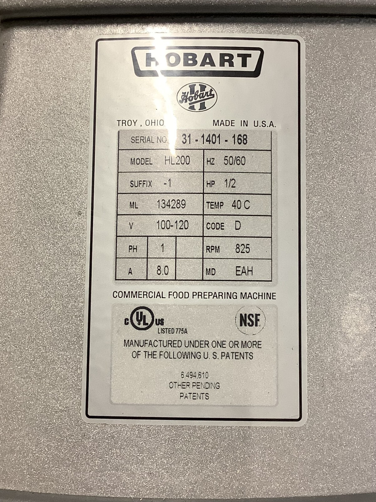20Qt Mixer Hobart HL200 115V Tested