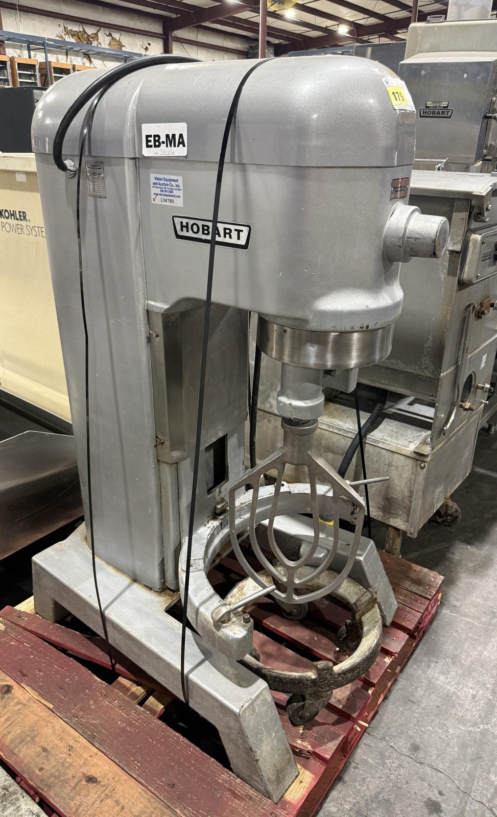 HOBART H600 60 QT BAKERY DOUGH MIXER W/ BOWL DOLLY AND PADDLE ATTACHMENT ONLY