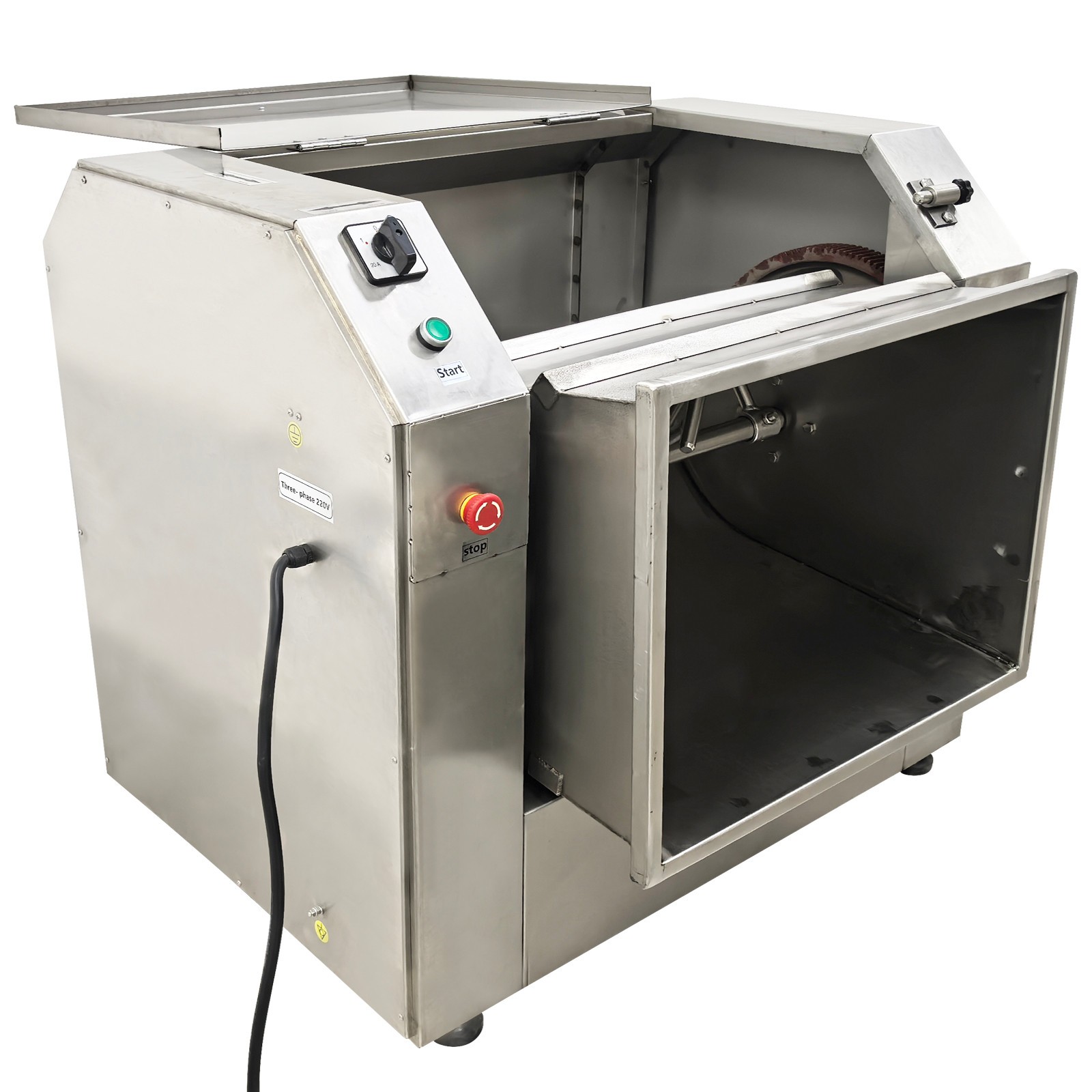 75L Industrial Dough Mixer, 220V 3-Phase, 110.23lb Dry Flour, Auto-Stop Lid, 90°