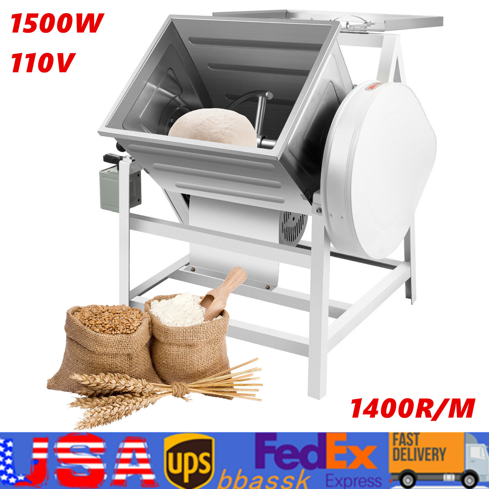 110V Dough Mixer Machine 30 QT 15KG Commercial Electric Flour Meat Mixing Mixer