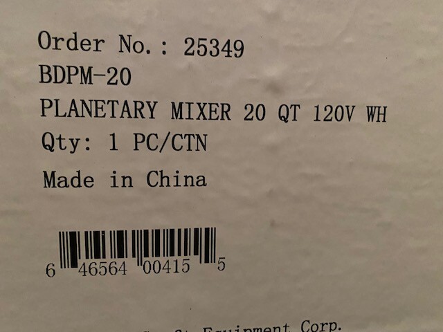 Adcraft BDPM-20 Black Diamond Planetary Mixer, 20 qt, 3-Speed (NEW)
