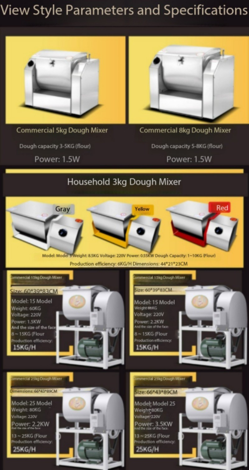 Automatic Kneading Machine Large Horizontal Stainless Steel Flour Mixer