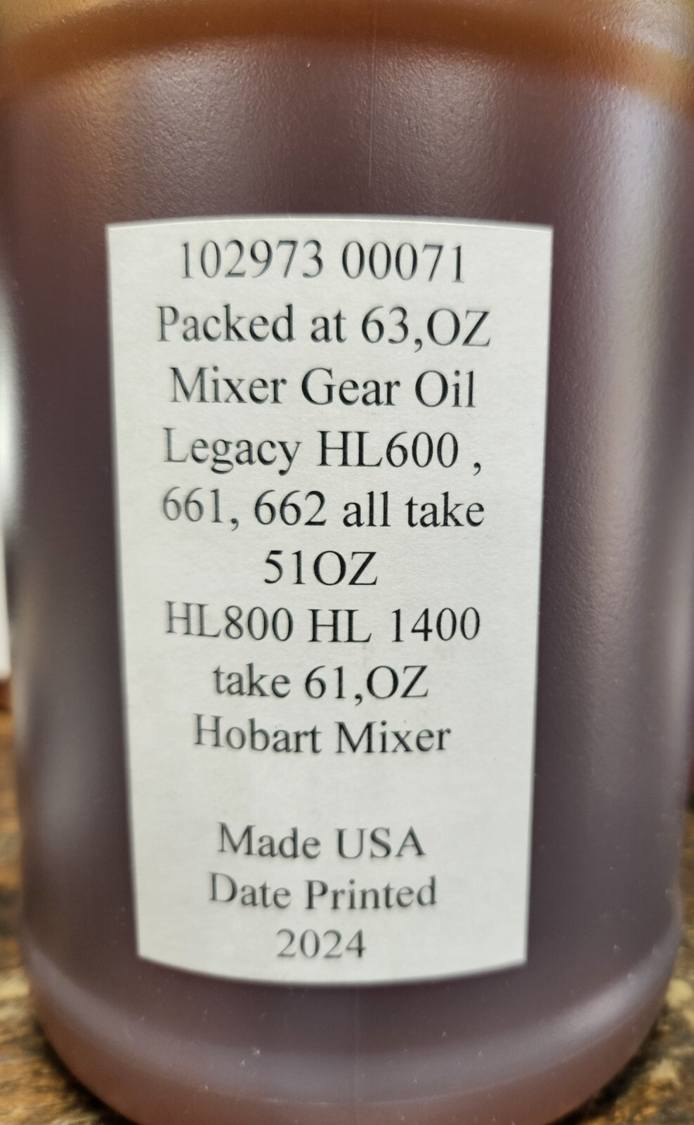 Hobart legacy Correct Mixer Oil HL 800 HL1400 Transmission gear box, 63 oz