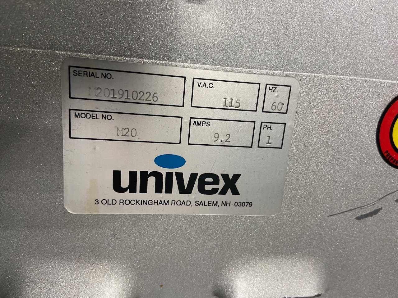 20 Quart Mixer Univex M20 3 NEW Attachments 120V Bakery Dough Pizza NSF Qt #8703