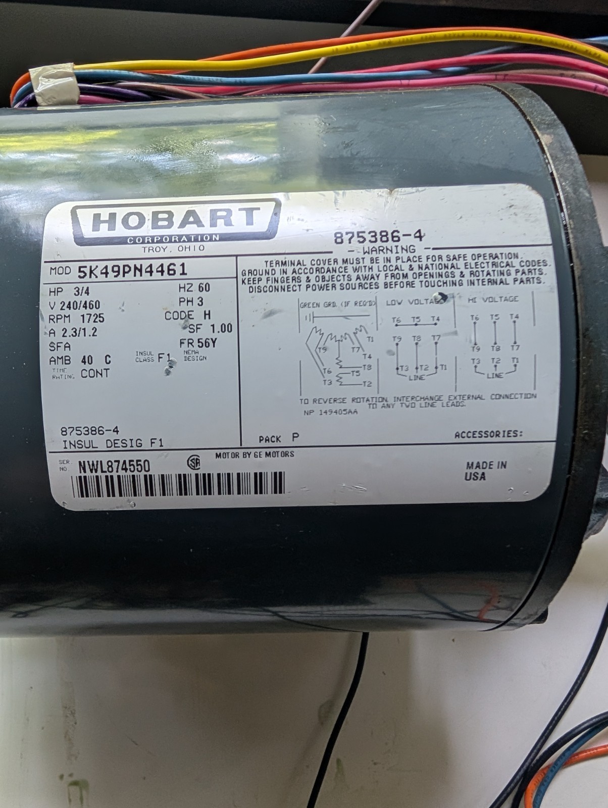 Hobart D300 30-Quart Mixer Motor Assembly Excellent Condition