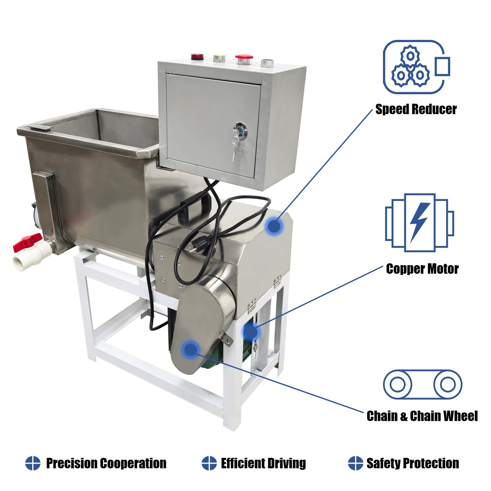 110V 15KG Dual-spiral Dough Kneading Mixing and Gluten Washing Machine