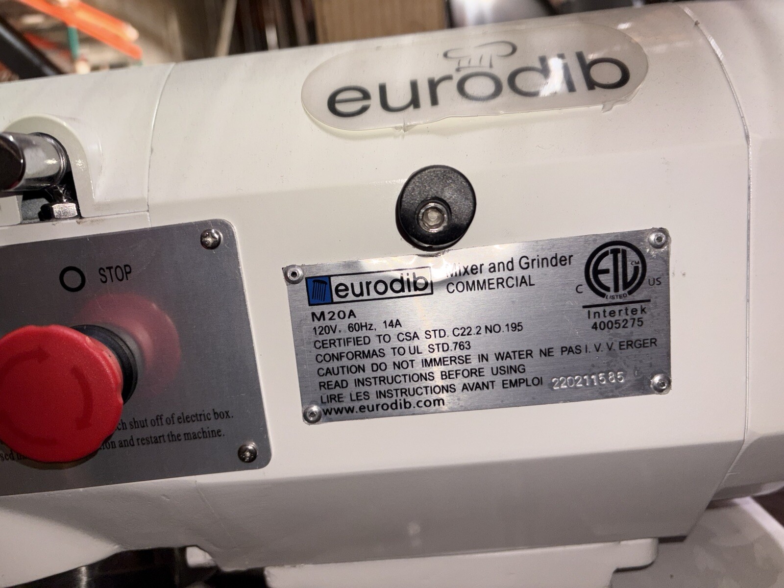 Eurodib USA M20ETL 20 Qt. Commercial Planetary Stand Mixer, 3 Speed