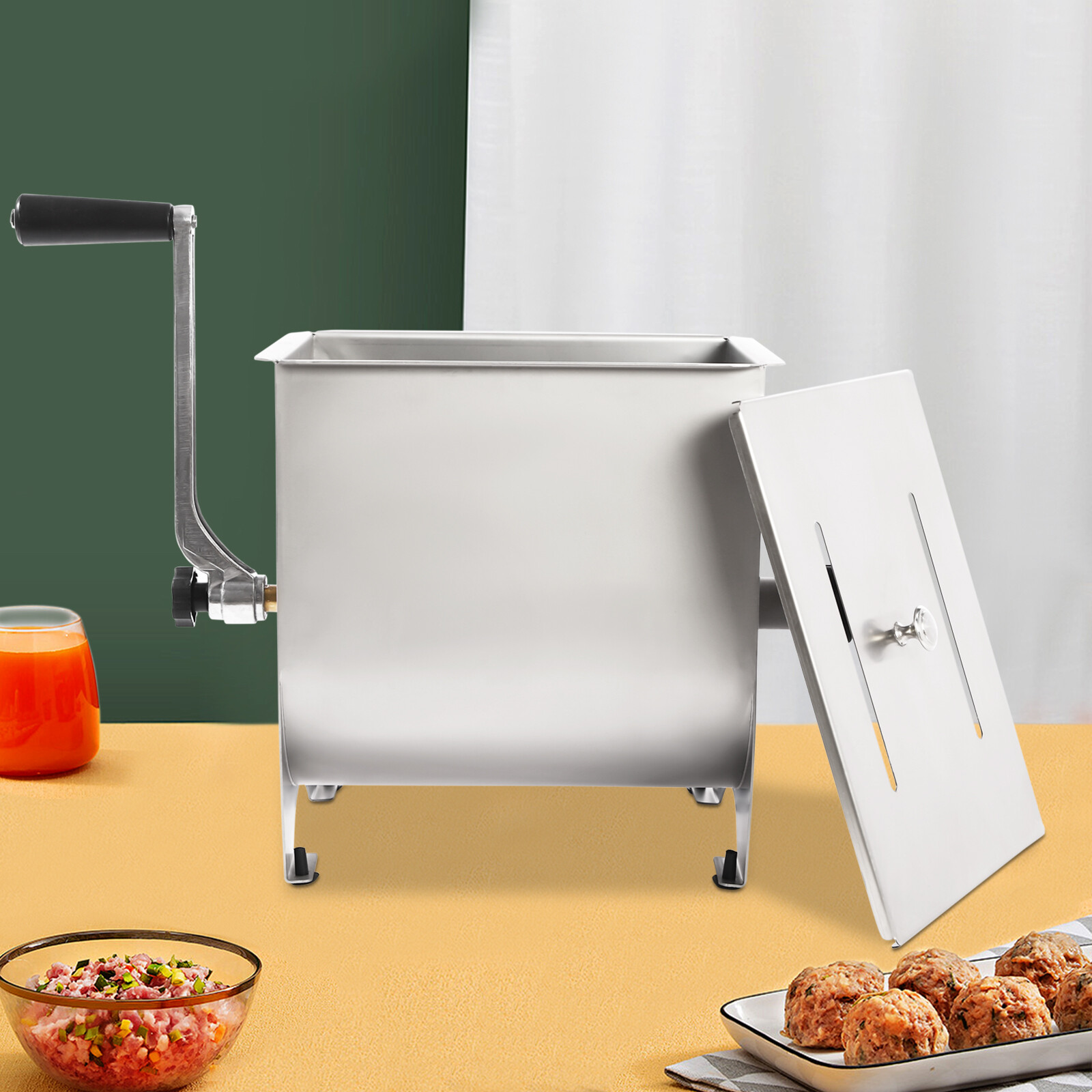 20LB Manual Meat Mixer Hand Meat Sausage Mixer Machine Stainless Steel W/Handle