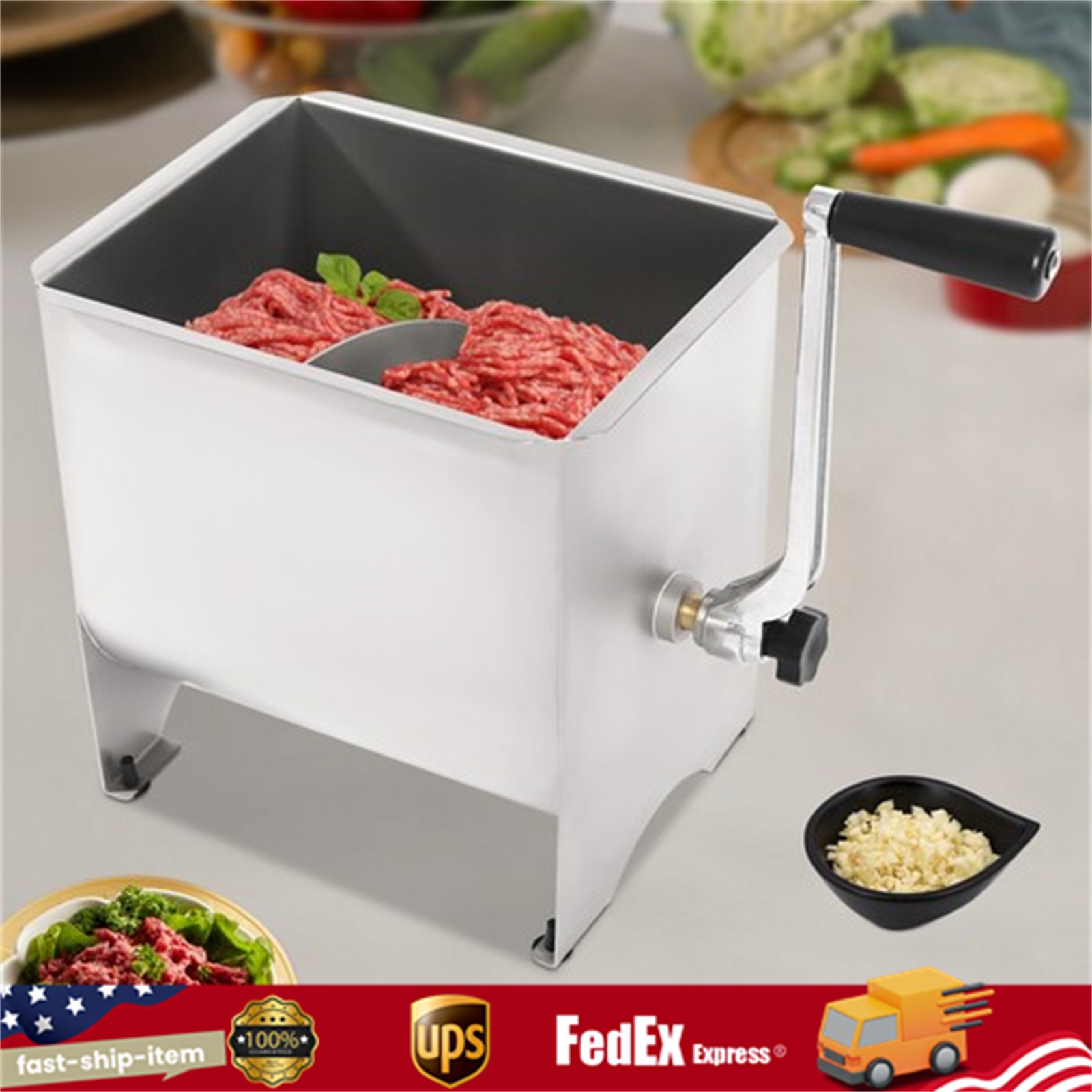 20LB Manual Meat Mixer Hand Meat Sausage Mixer Machine Stainless Steel W/Handle