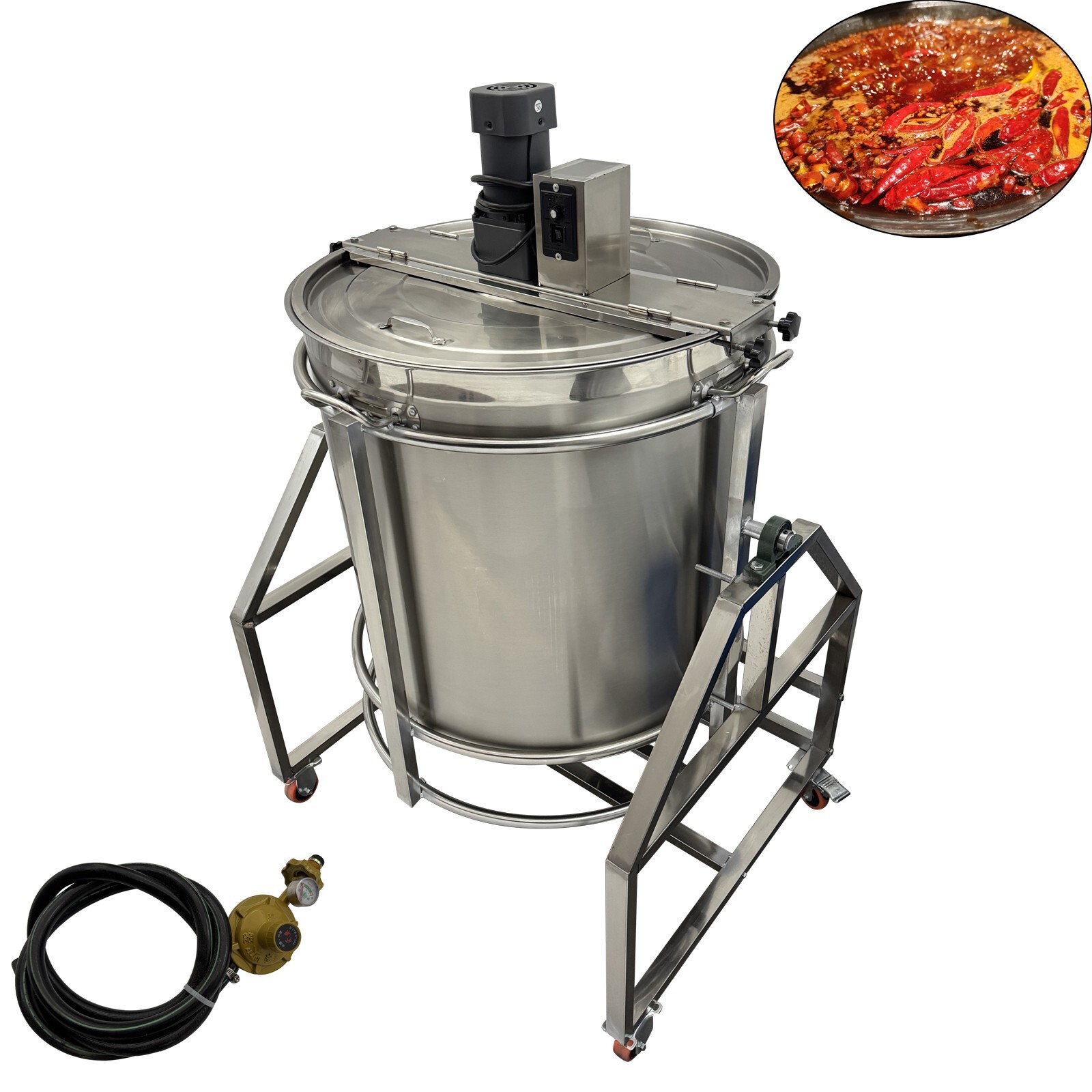 110V Stainless Steel Food Mixer 240L Automatic Electric LPG Heating Stirrer Pot