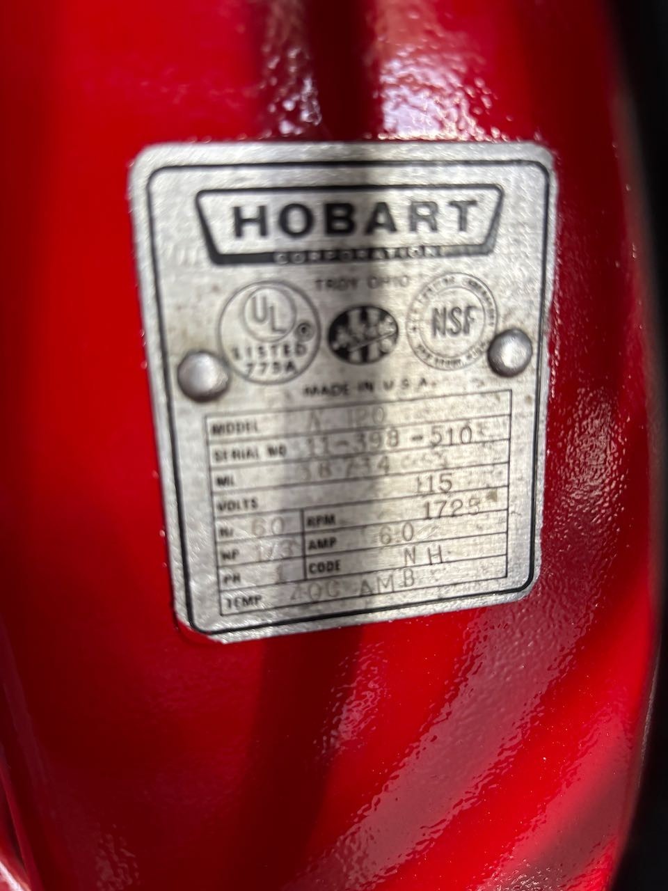 12 Quart Hobart A-120T Mixer Counter Top Planetary Bowl Whisk Hook Paddle #4433