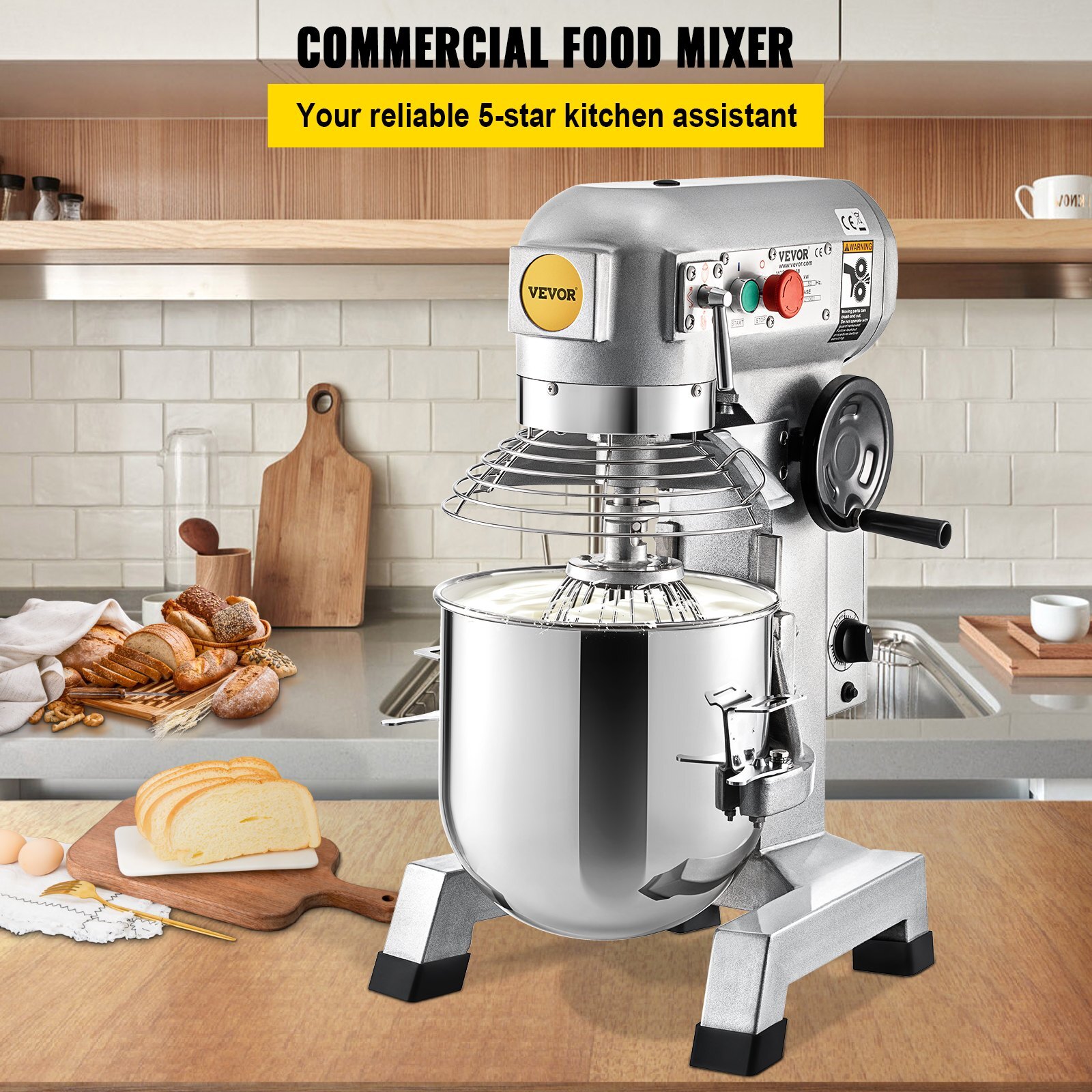 Commercial Food Mixer, 30Qt Commercial Mixer with Timing Function, 3 Speed 1100W