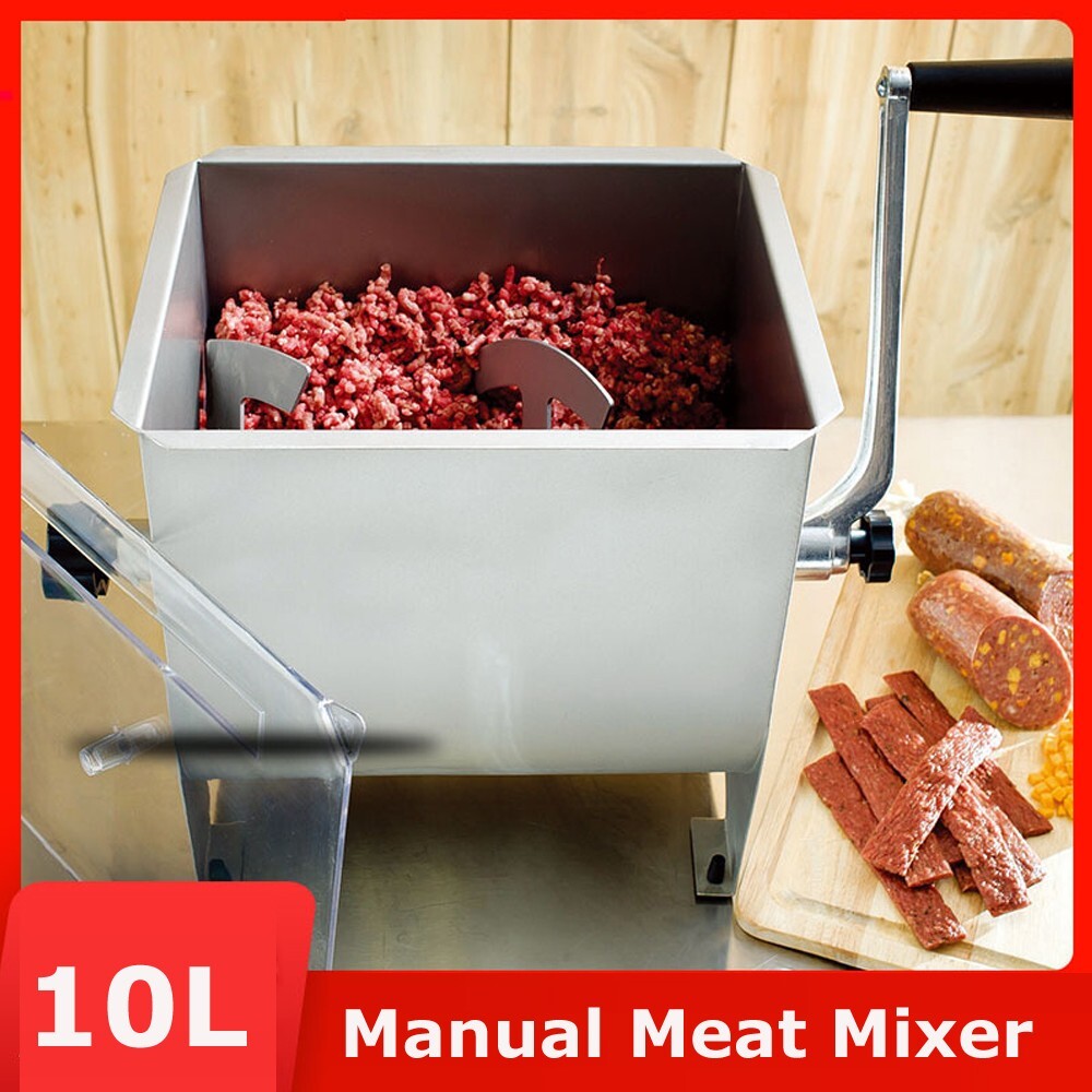 10L/20 lbs Manual Meat Mixer Stainless Steel Commercial Kitchen Meat Hopper