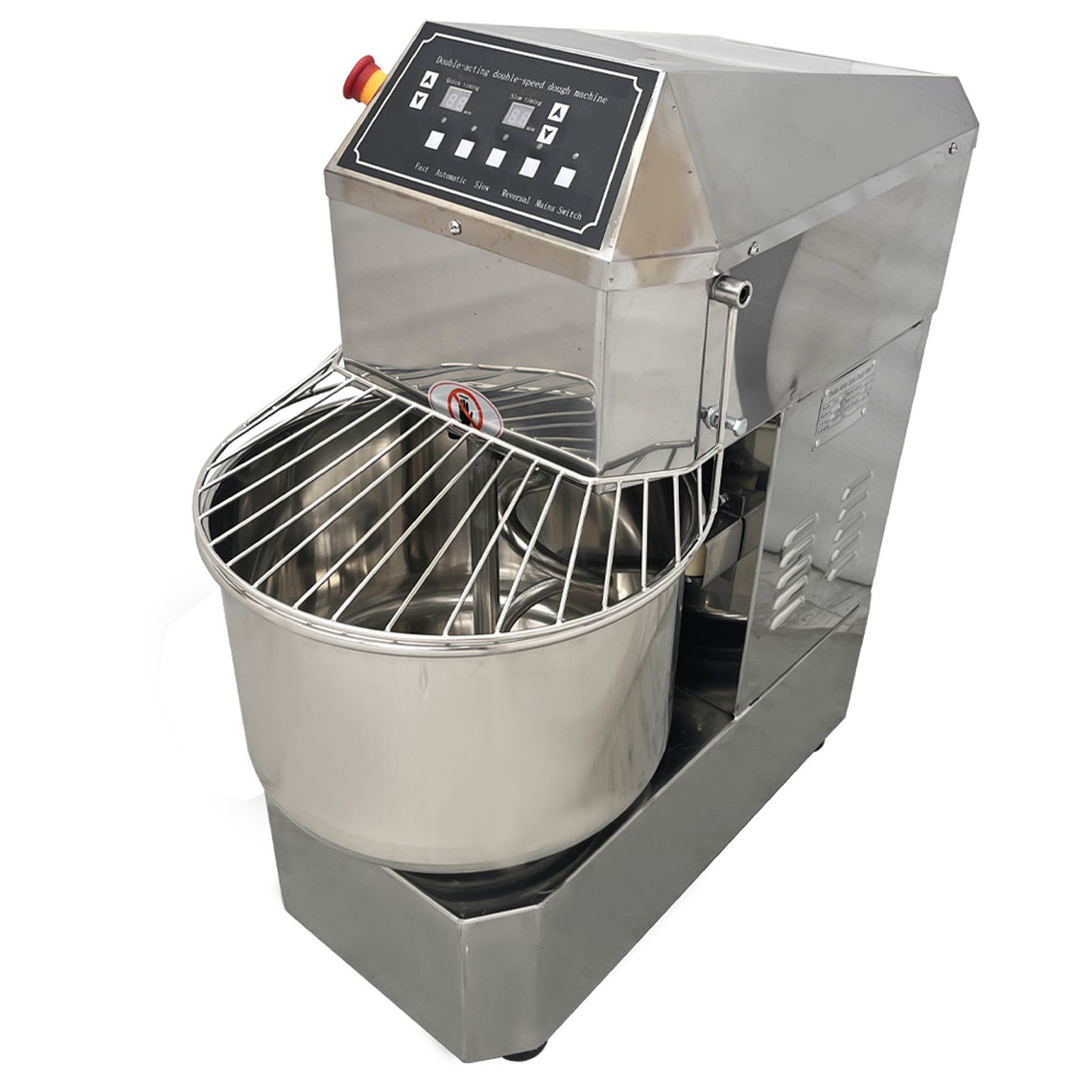 110V 20L Double Action Double Speed Spiral Dough Mixer Speed Time Adjustable