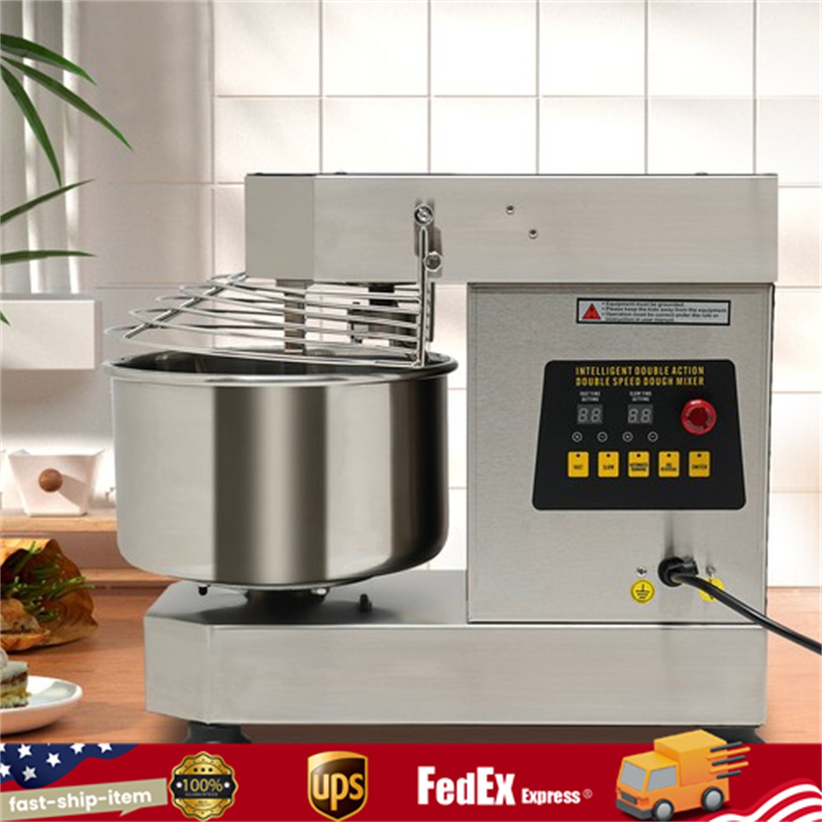 Electric Dough Mixer Pizza Bakery Mixer 750W 10L 2-Speed Commercial Food Mixer