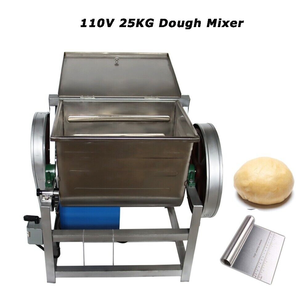 110V 25KG Restaurant Dough Kneading Machine Food 50QT Dough Mixer Flour Kitchen