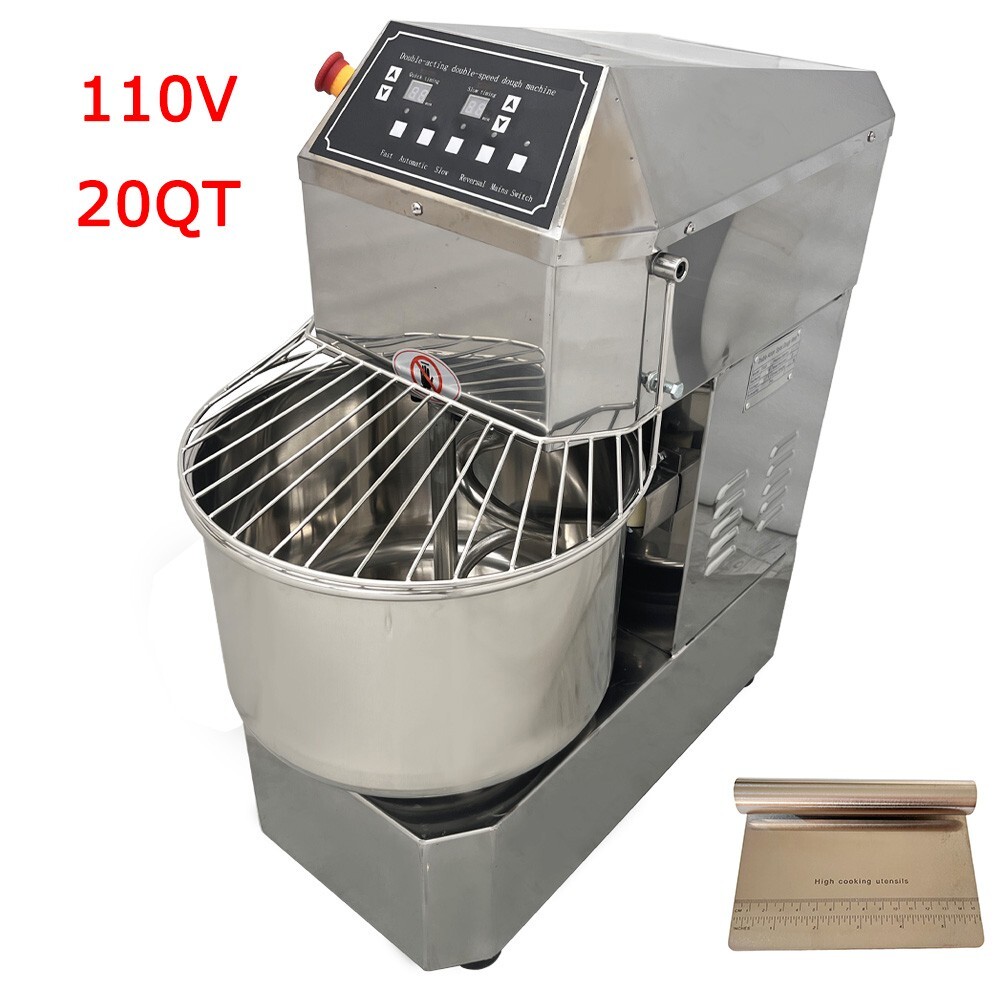 20QT Daul Action Daul Speed Dough Mixer 110V Commercial Flour Mixer Time Setting