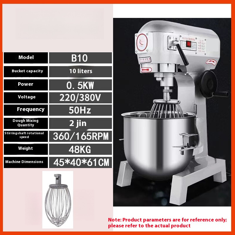 Commercial Countertop Food Mixer 10QT with Stainless Steel Bowl Safety Guard