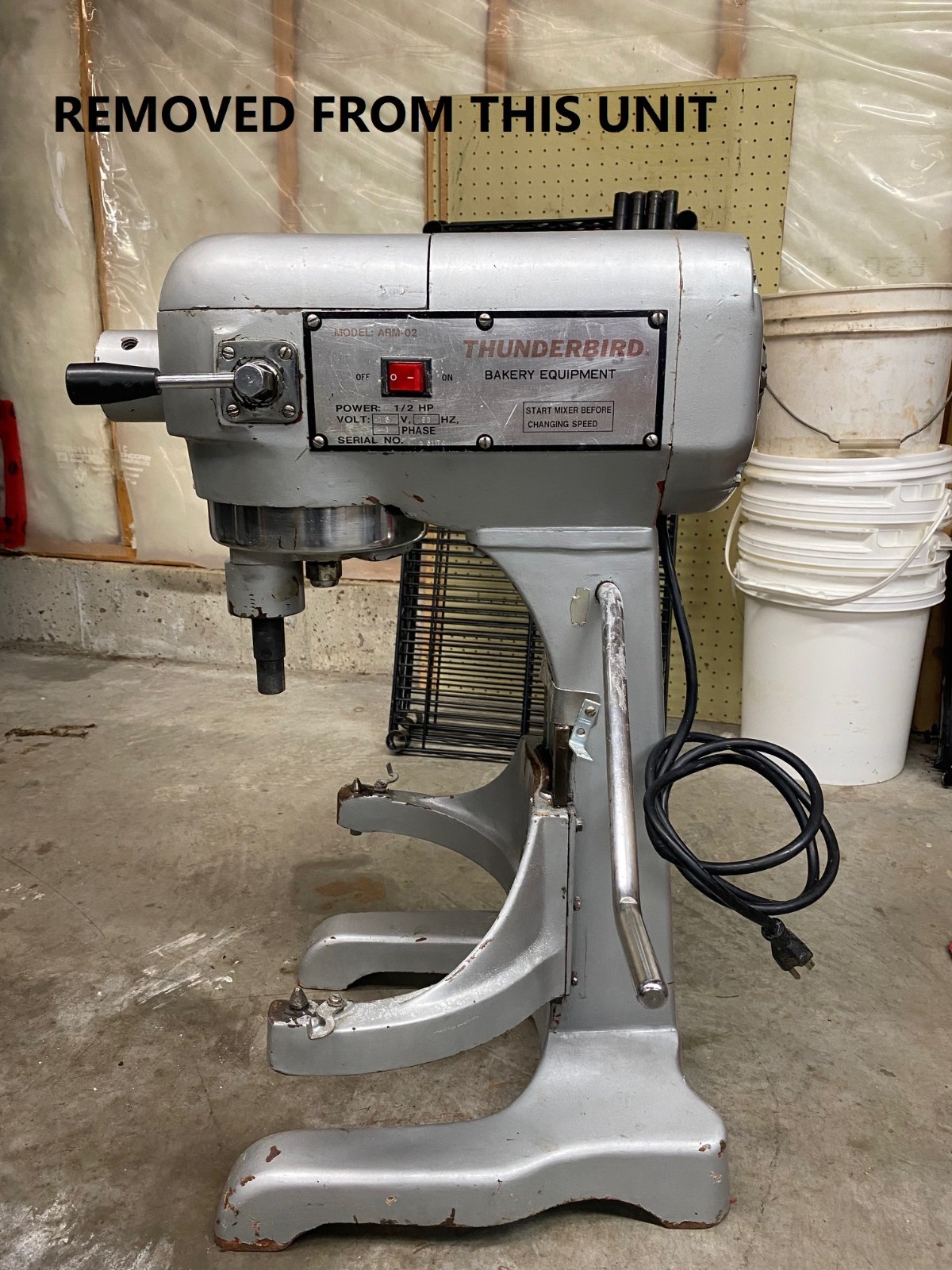 Thunderbird ARM-02 20 qt. dough mixer data plate