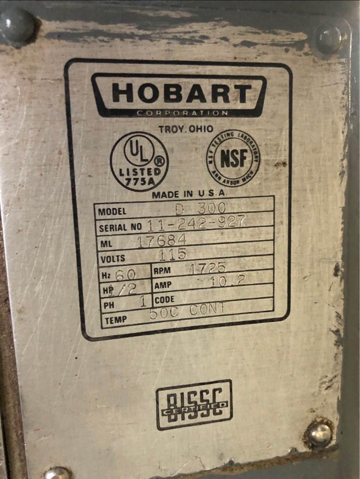 30 Quart Hobart Mixer D-300 110V Commercial Restaurant Equipment Bakery
