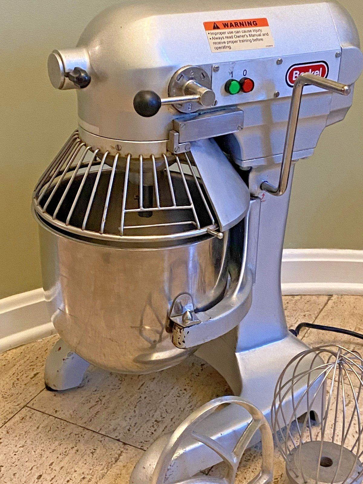 BERKEL 10 QUART COMMERCIAL MIXER PM 10 SAFETY GUARD CAGE SS BOWL WHIP & PADDLE