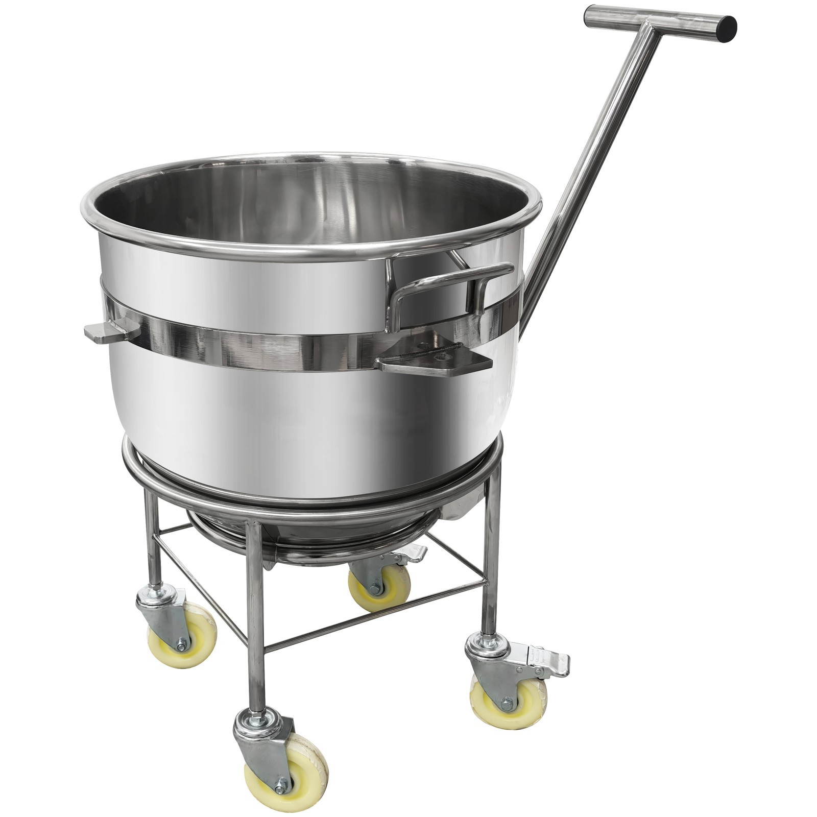 220V 3-Phase 60QT Spiral Dough Mixer with Trolley Food Stuffings Mixer Machine