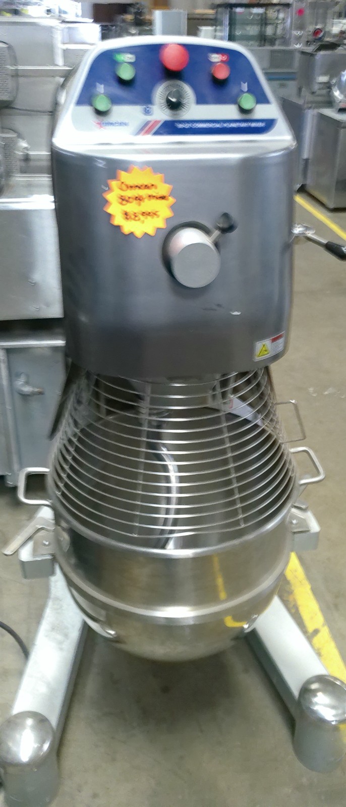 USED OMCAN # MC80 – 80 QUART MIXER WITH BOWL GUARD, SS BOLW, AND HOOK (220V/3PH)