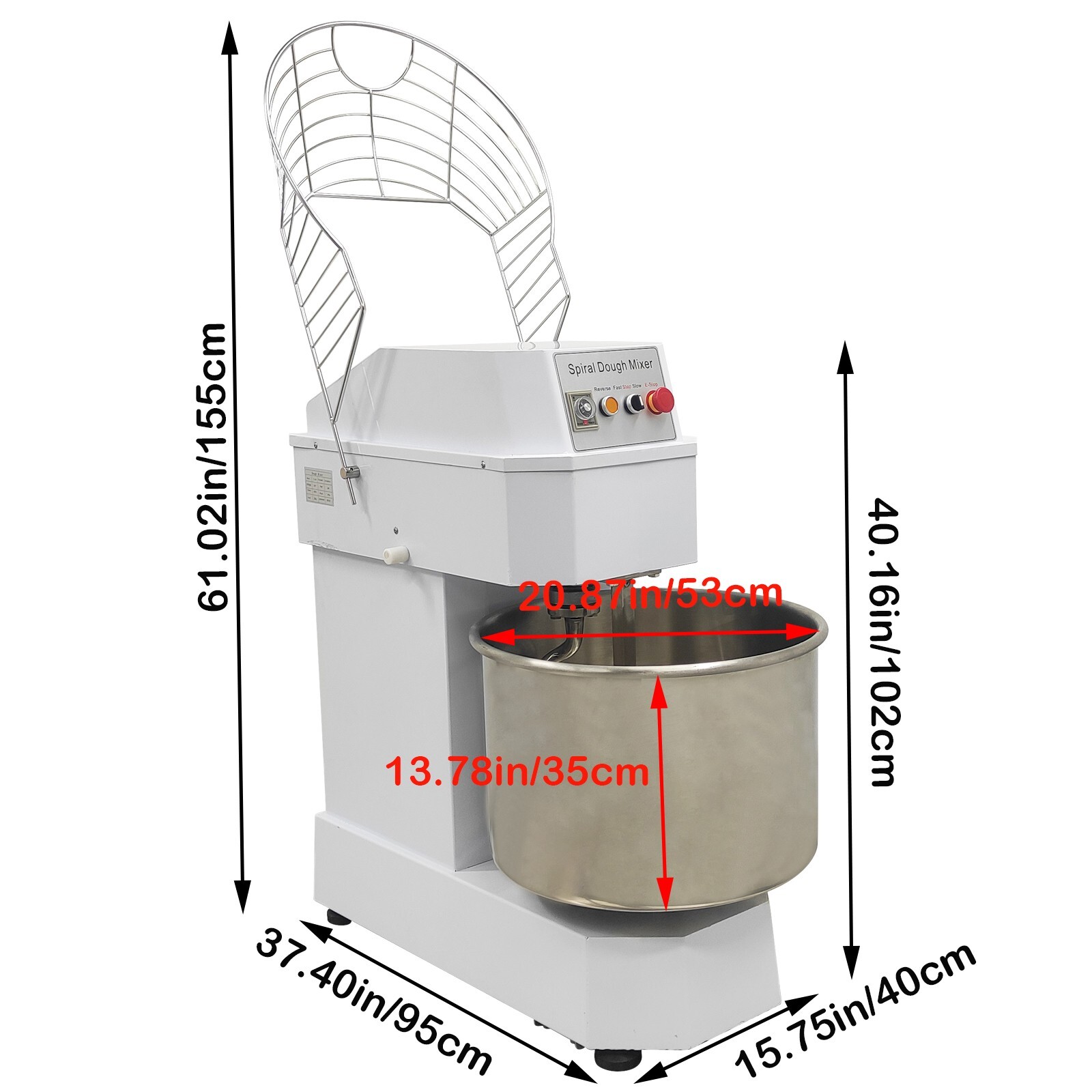 60qt Dough Mixer Double-Acting Double-Speed Dough Kneading Machine 220V 3-phase